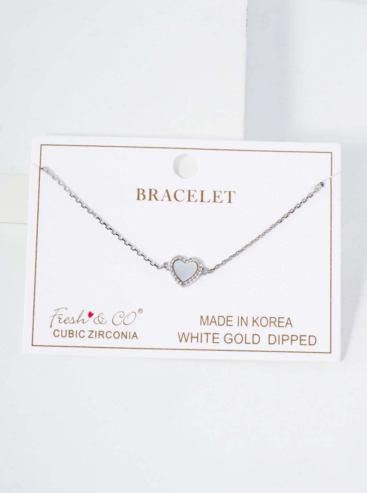 Pave-Set Cubic-Zirconia 9mm Heart Charm 18K-Gold-Dipped Chain Bracelet