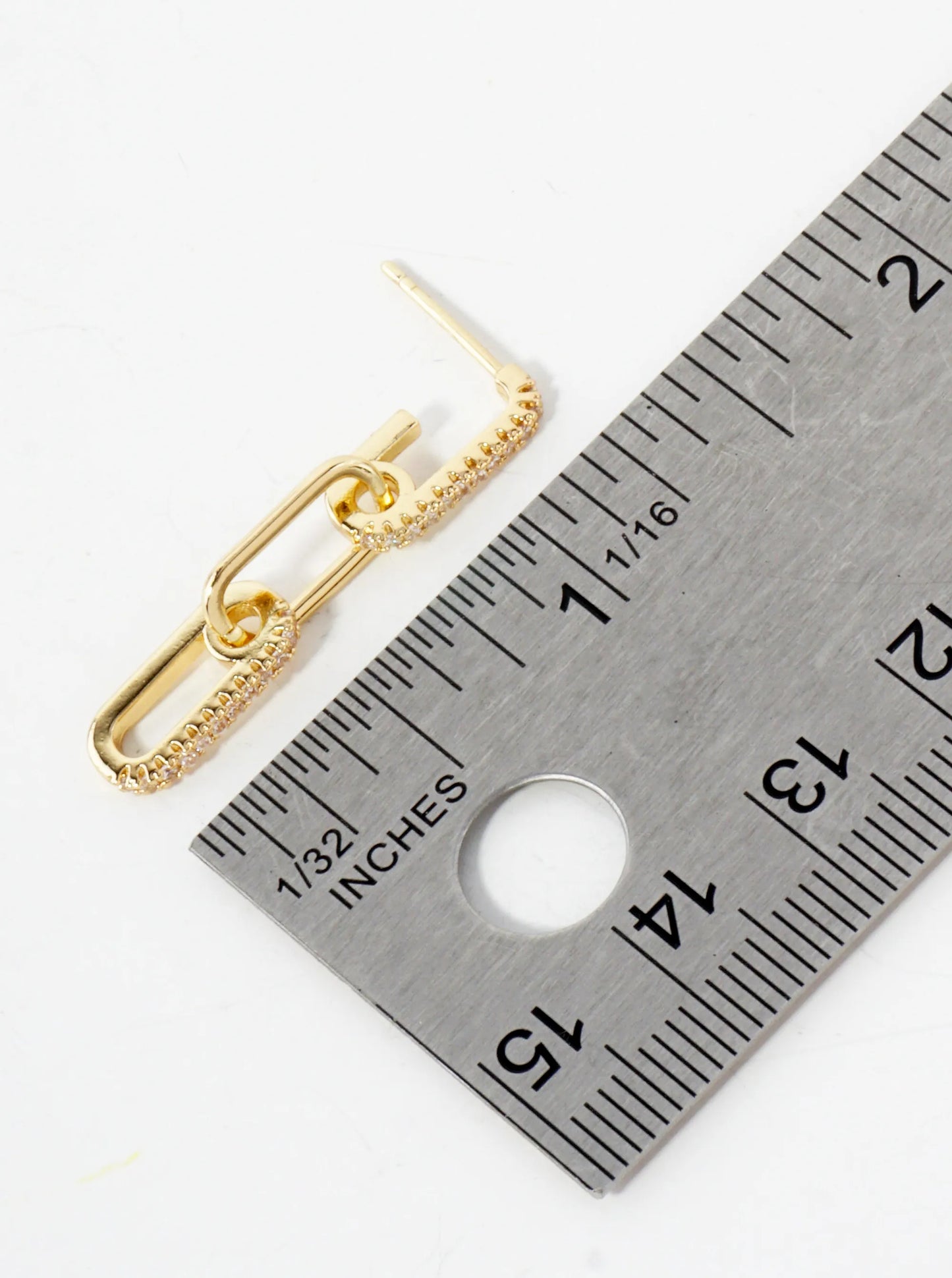 Pave-Set Cubic-Zirconia Chain Drop Delicate 14K-Gold-Dipped Brass Earrings
