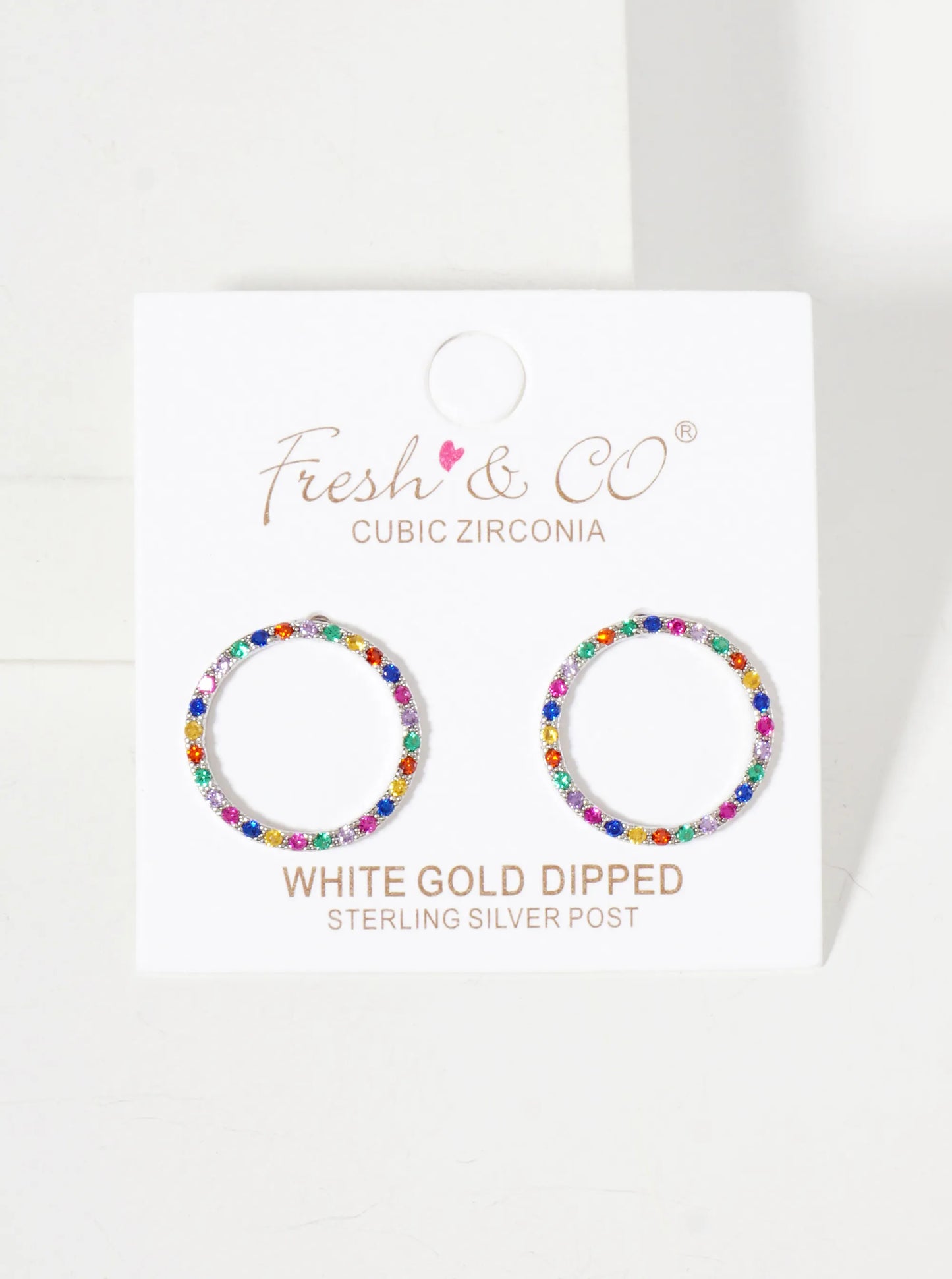 Pave-Set Cubic-Zirconia Delicate Circle 18K-Gold-Dipped Brass Stud Earrings