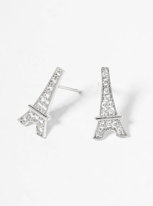 18K Gold Dipped CZ Pave Dainty Ribbon Bow Post Stud Earrings