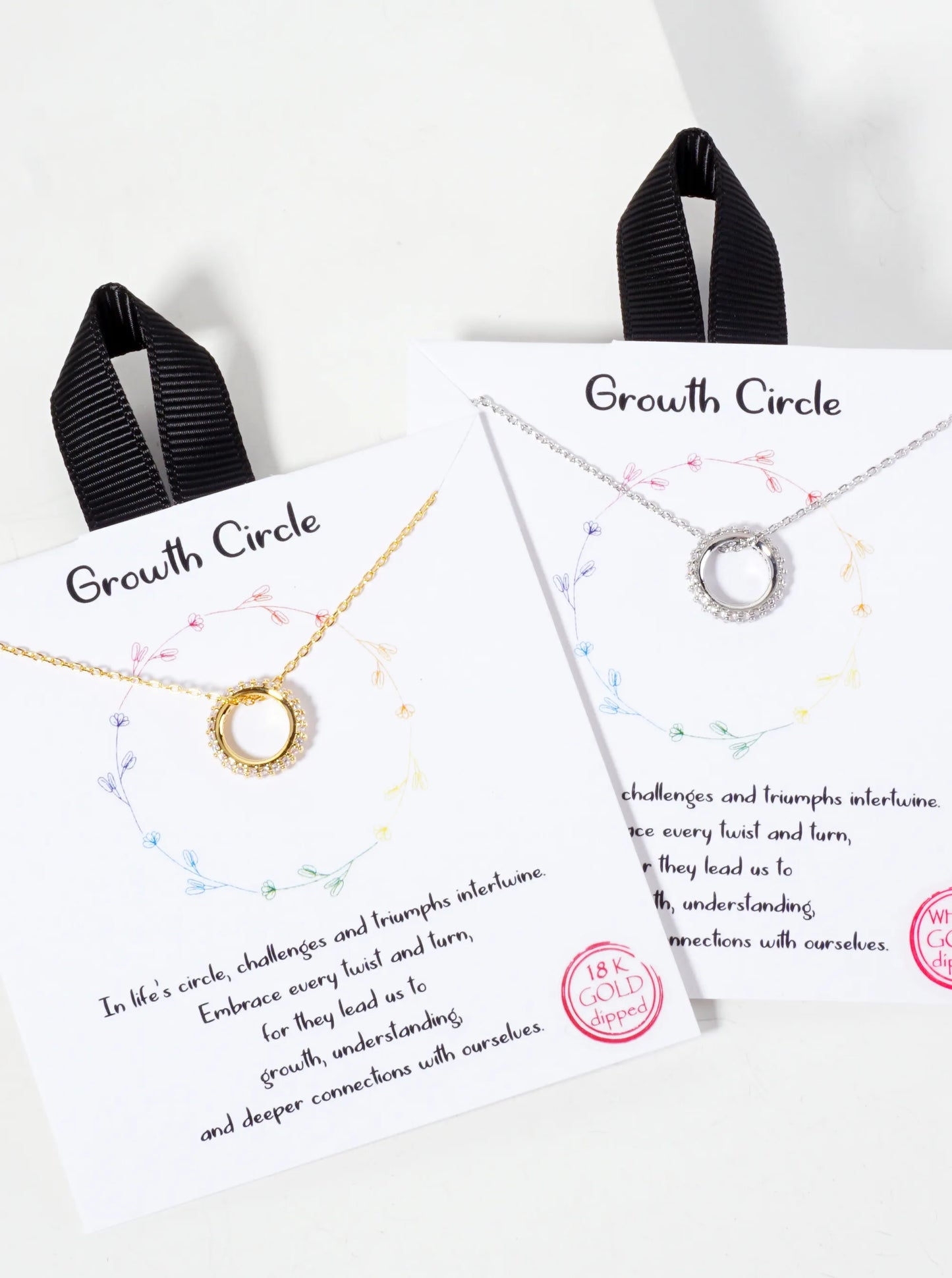 Pave-Set Cubic-Zirconia Growth Circle Pendant 18K-Gold-Dipped Necklace