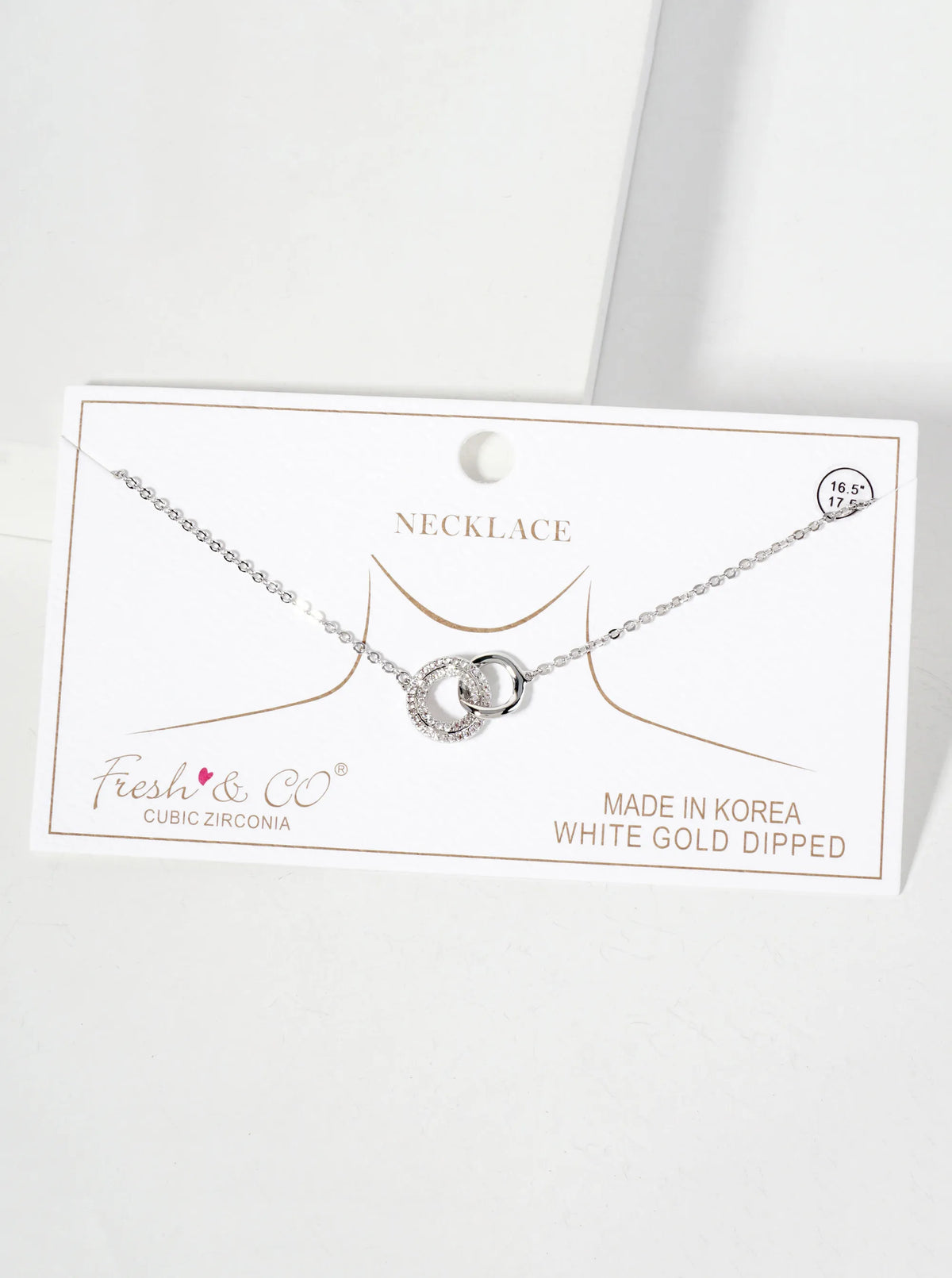 Pave-Set Cubic-Zirconia Interlocking Circles Pendant 18K-Gold-Dipped Necklace