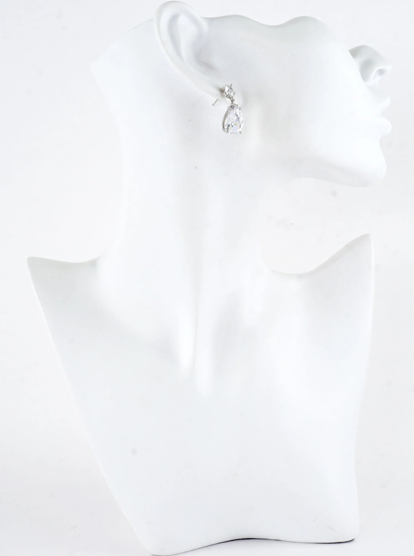 Pear Cut Cubic Zirconia Solitaire Drop Earrings
