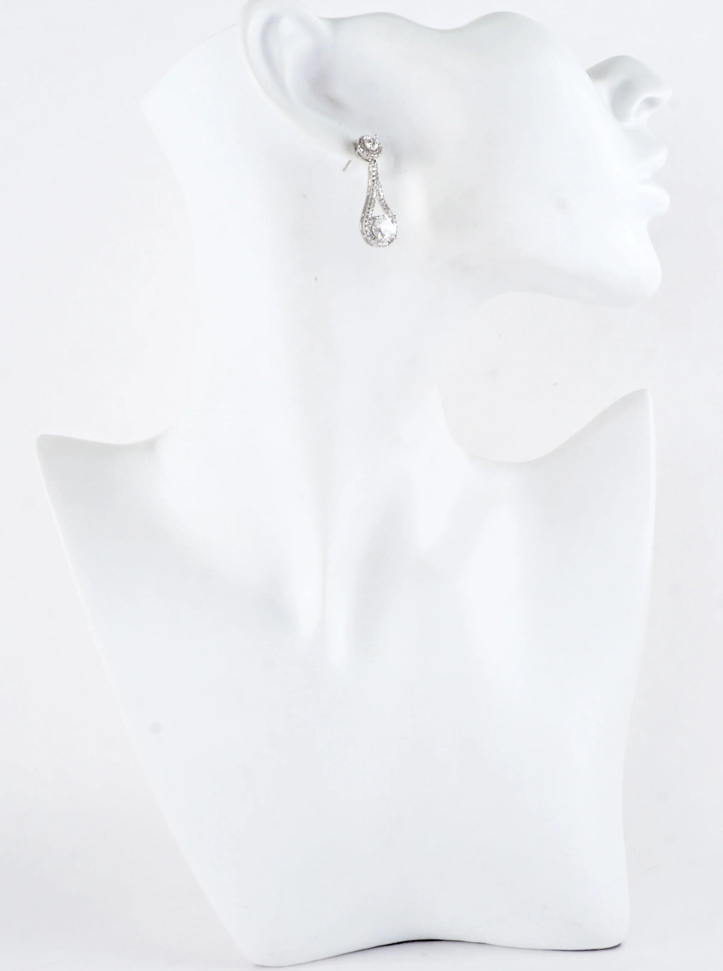 Pear-Shaped Cubic Zirconia Pave Drop Earrings
