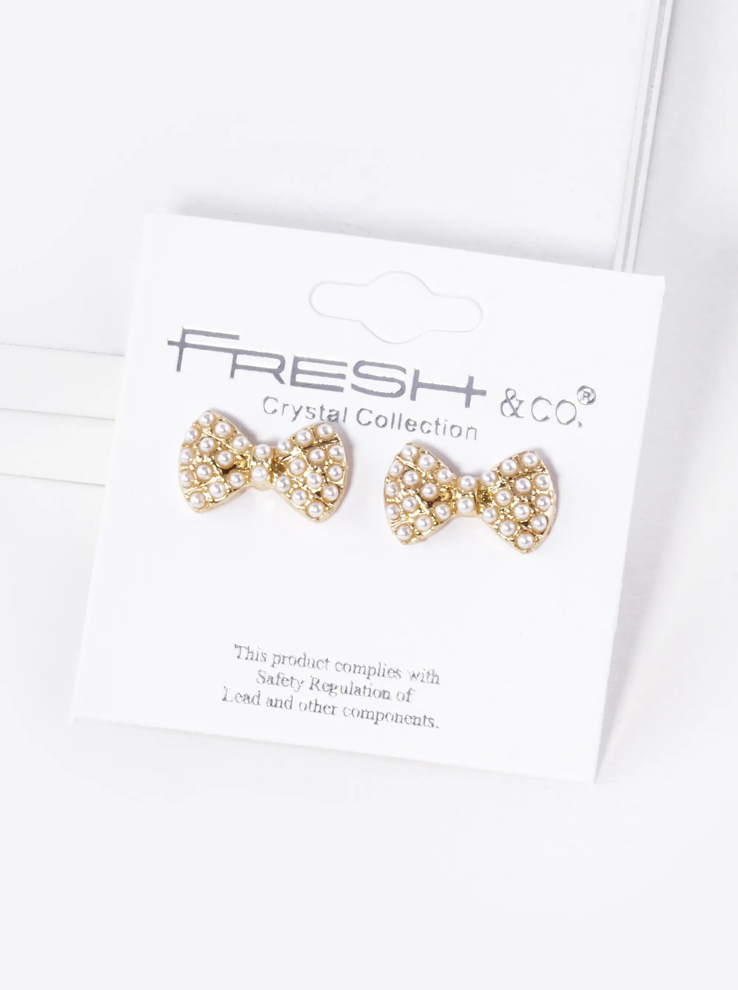 Pearl Beaded 10mm Ribbon Bow Stud Earrings