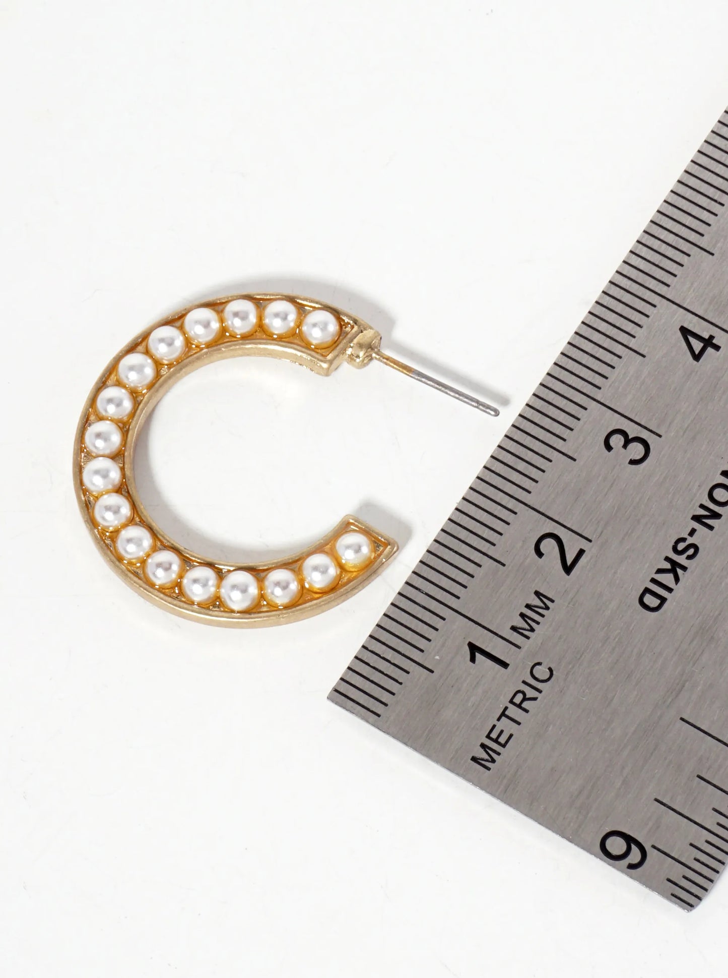 Pearl-Beaded 27mm Open Hoop Earrings