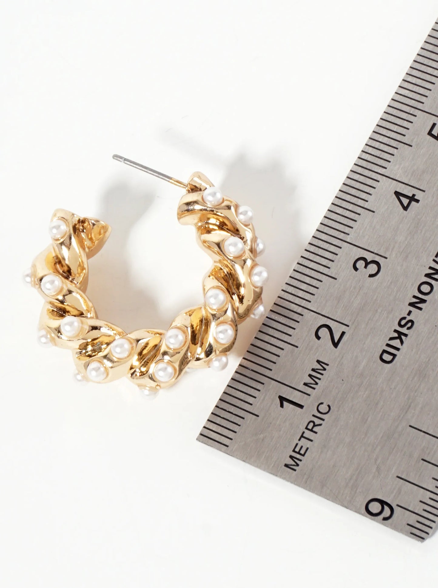 Pearl-Beaded 30mm Braided Hoop Earrings