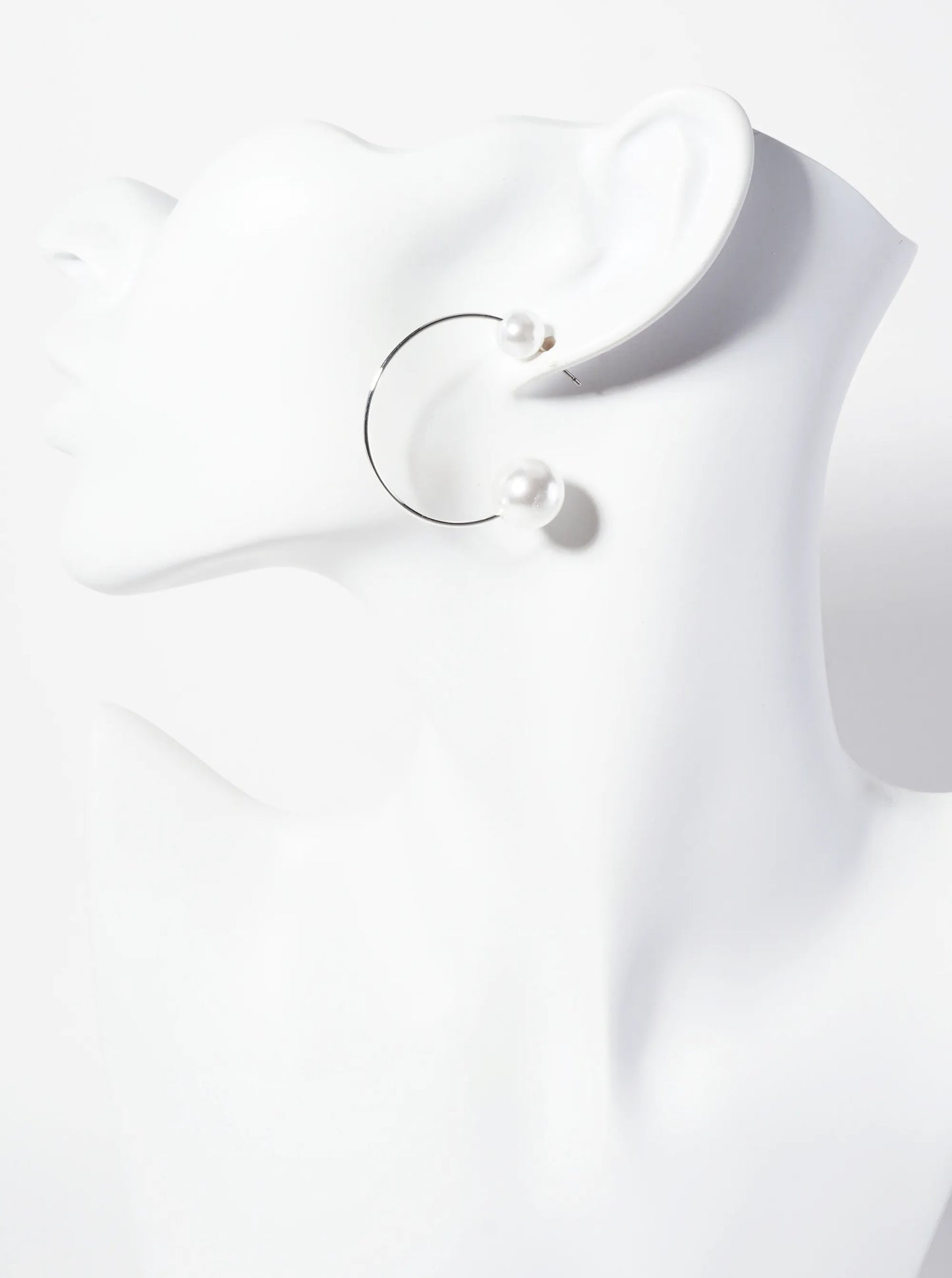 Pearl Beaded 35mm Wire Open Hoop Earrings