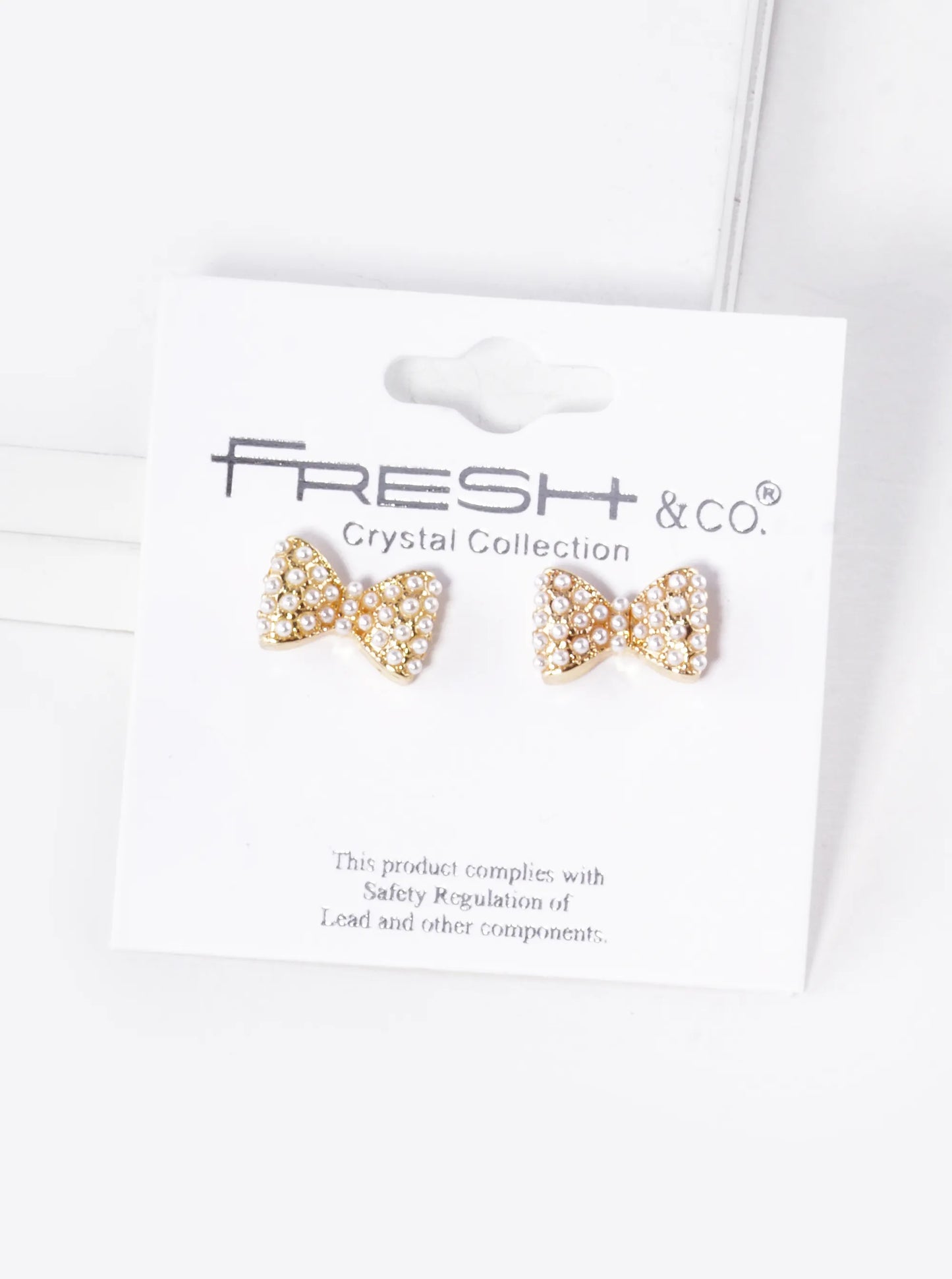 Pearl Beaded 8mm Ribbon Bow Stud Earrings