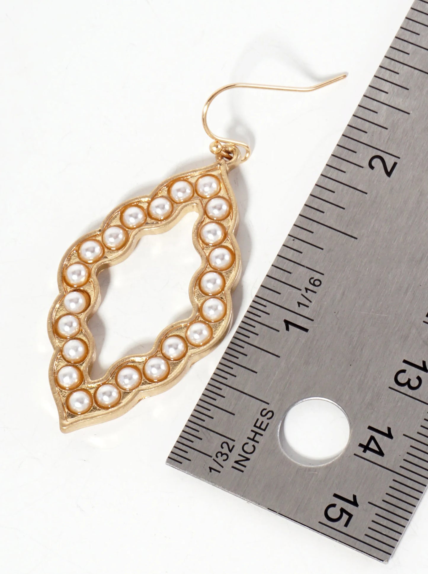 Pearl-Beaded Moroccan-Shaped Dangle Earrings