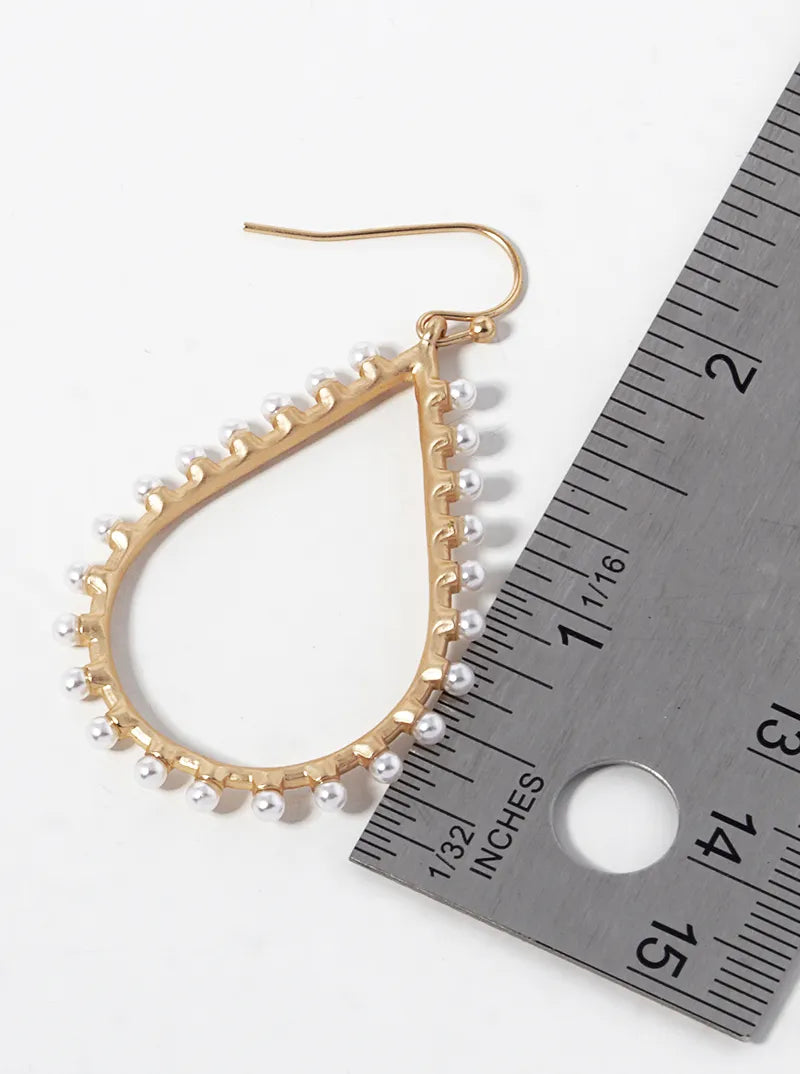 Pearl Beaded Teardrop Lightweight Dangle Earrings