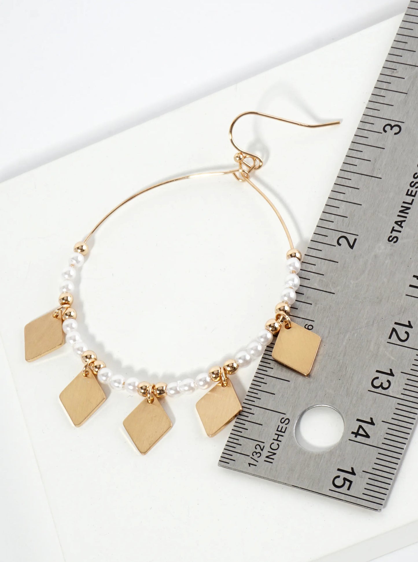 Pearl Beaded Wire Circle Dangle Earrings