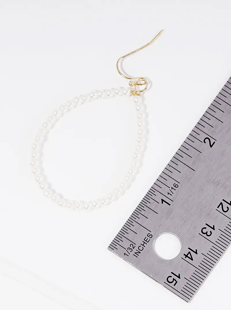 Pearl Beaded Wire Dangle Drop Earrings