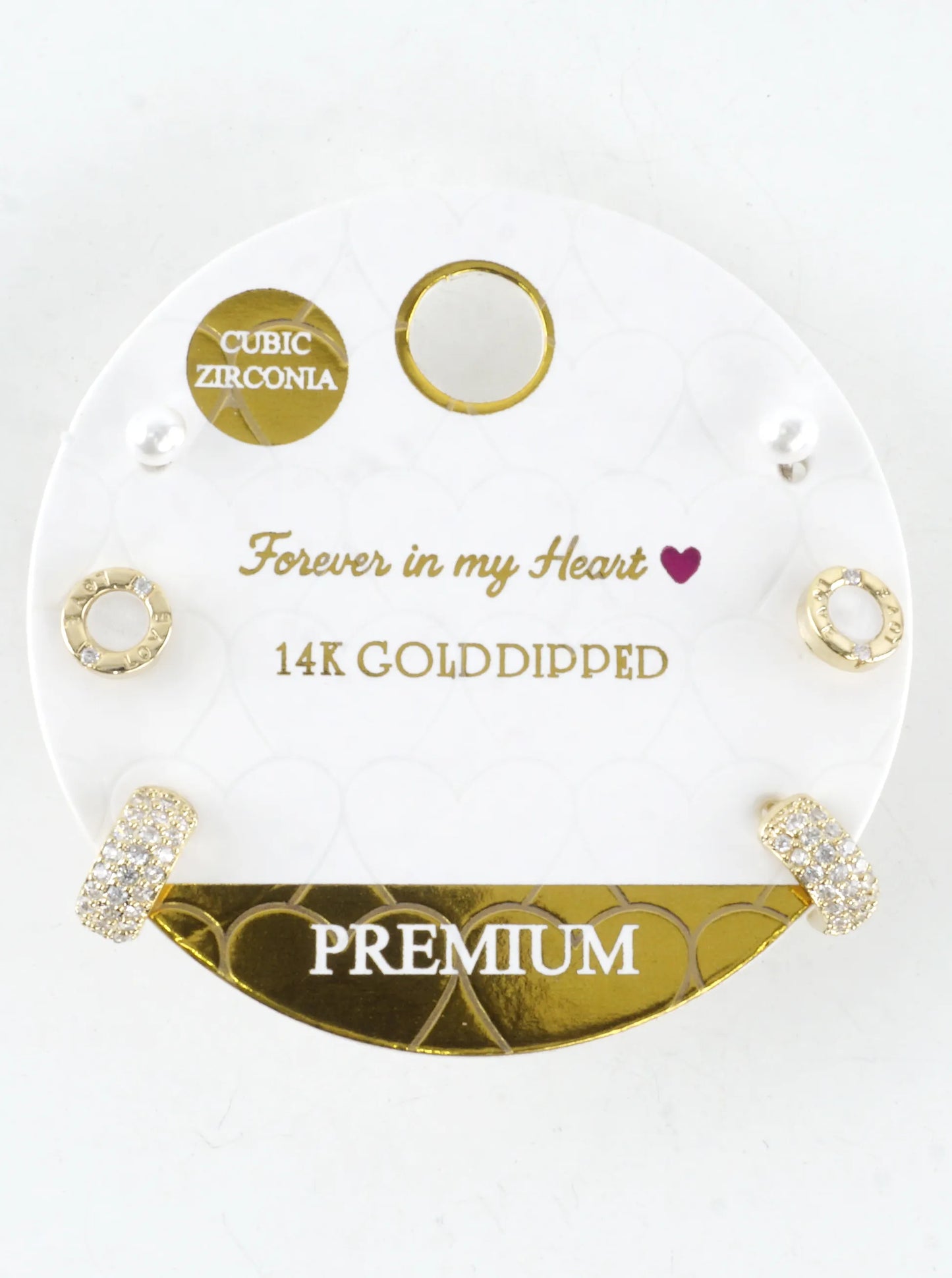 Pearl CZ Pave Hoop Stud Earrings Set