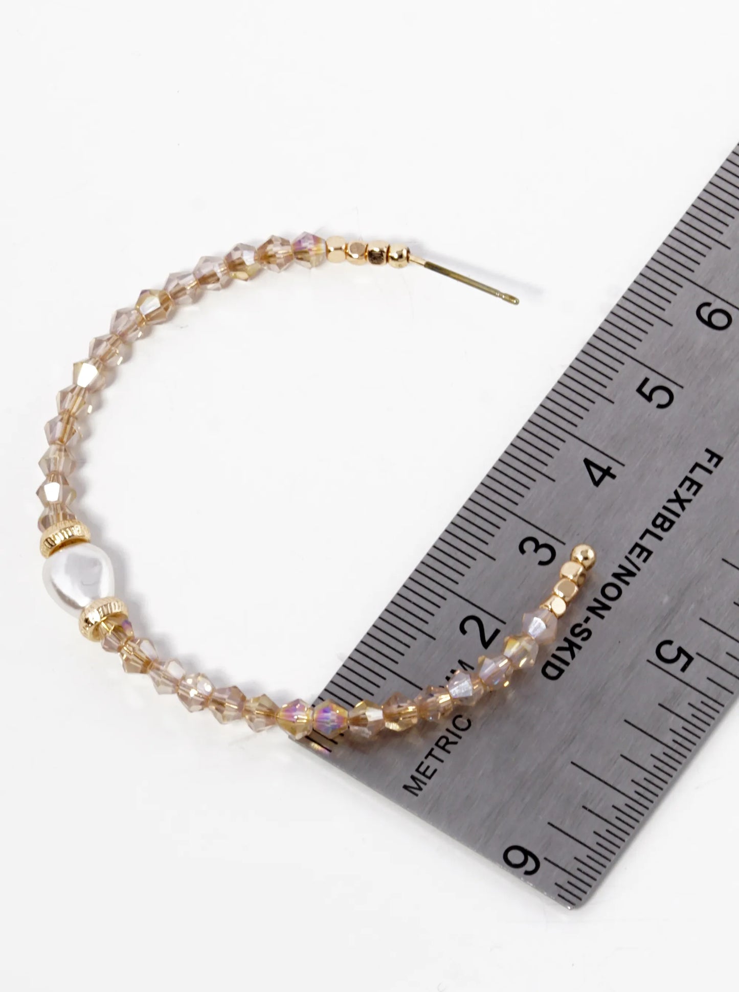 Pearl Glass Beaded 45mm Lightweight Open Hoop Earrings