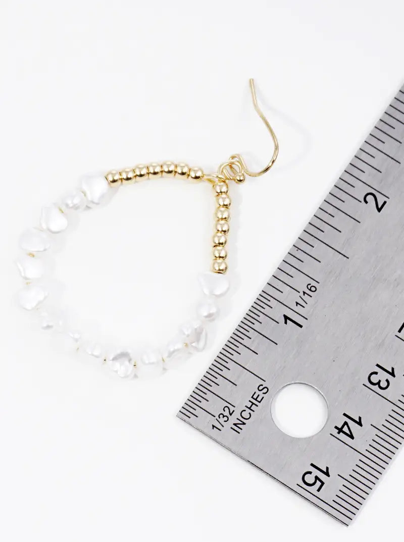 Pearl And Metallic Beaded Teardrop Dangle Drop Earrings