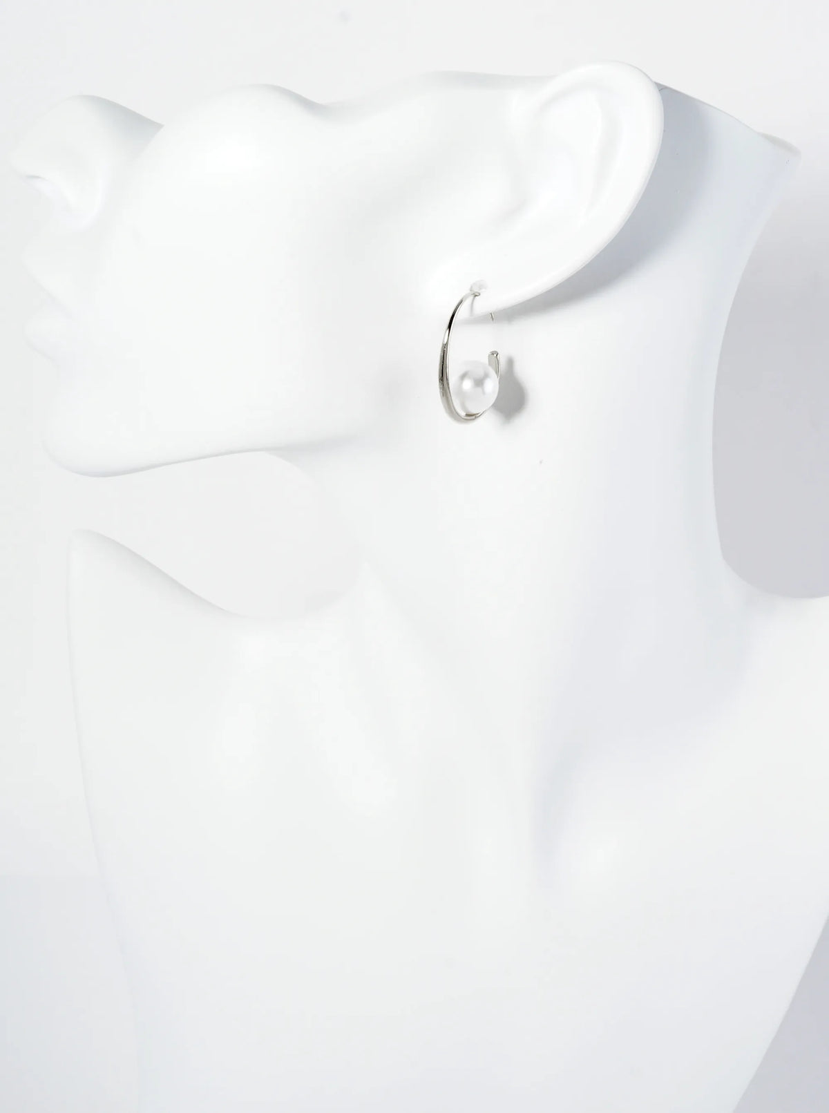 Pearl In The Center 14K-Gold-Dipped 25mm Sleek Hoop Earrings
