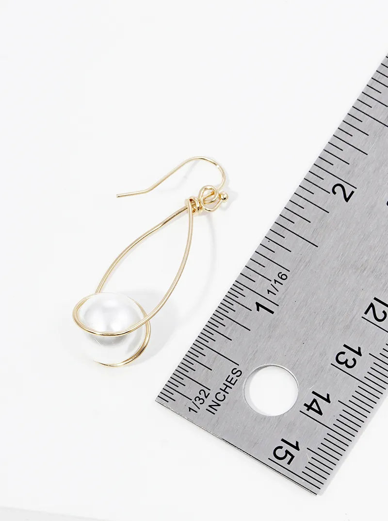 Pearl Wire Wrapped Teardrop Dangle Drop Earrings