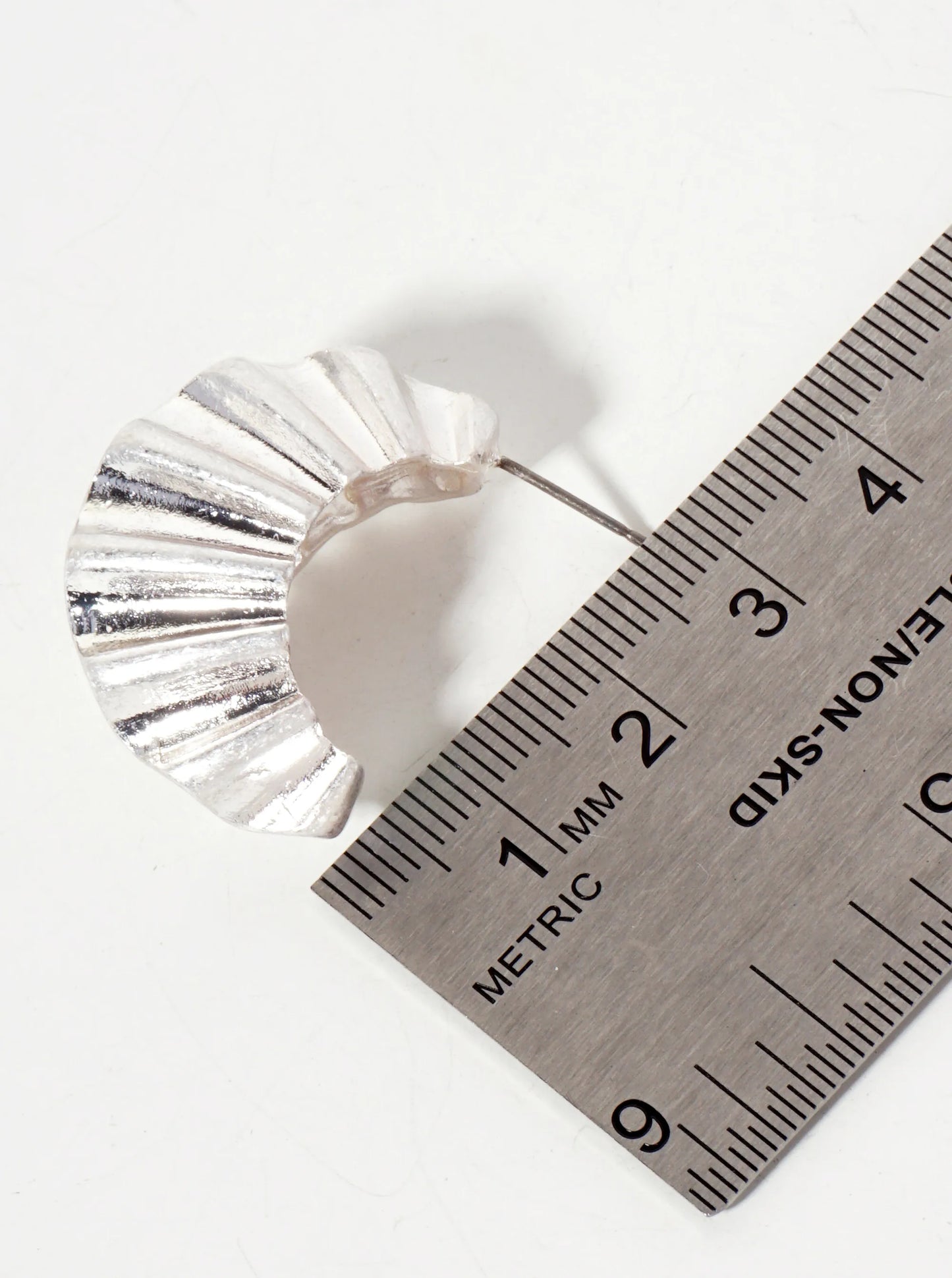 Pleated 30mm Metal Hoop Earrings With-Titanium-Post