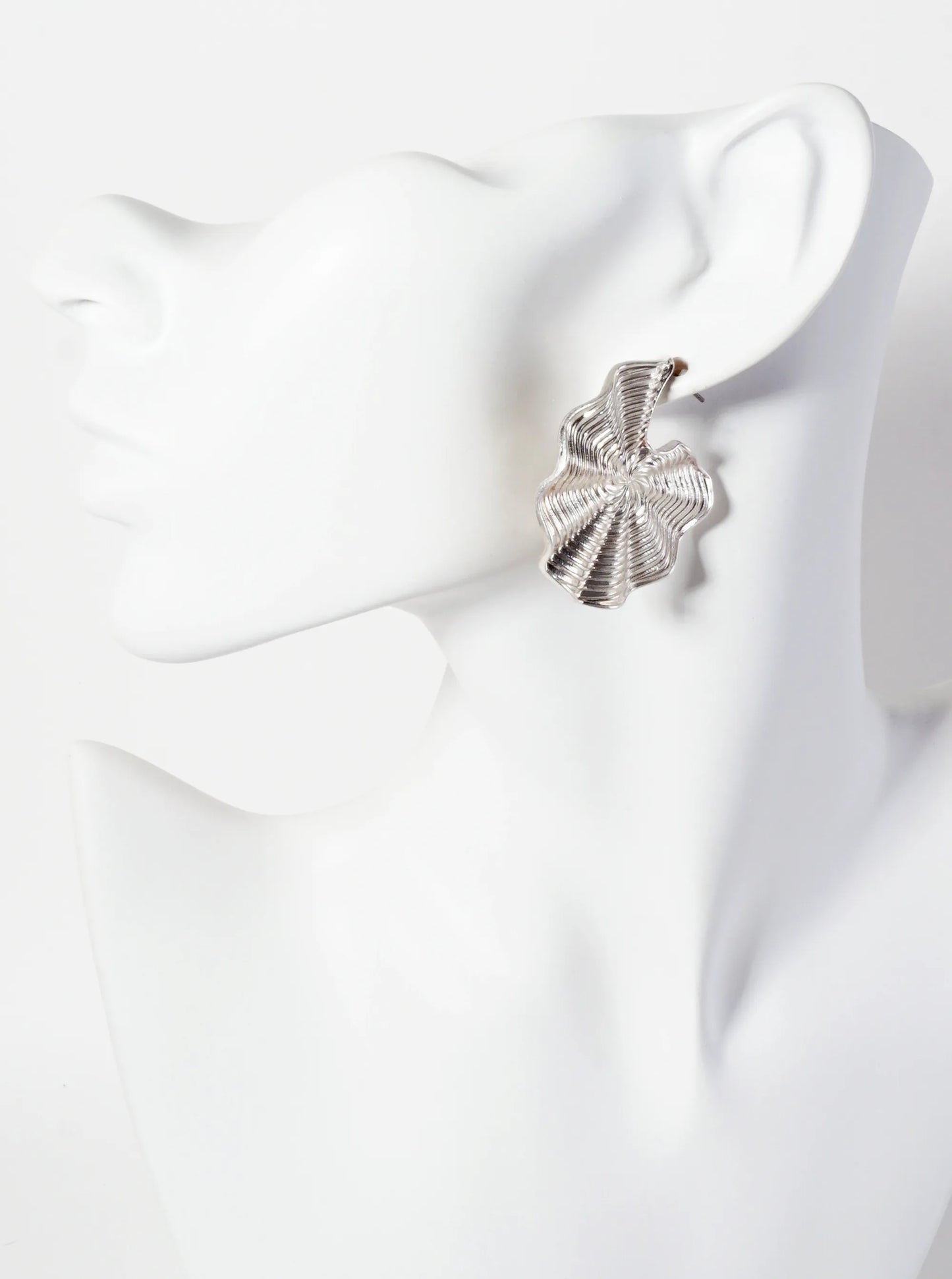 Pleated Metal 38mm Hoop Earrings With-Titanium-Post