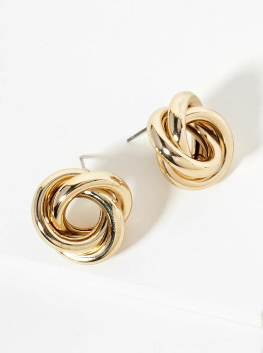 Polished 14K-Gold-Dipped 20mm Love Knot Stud Earrings