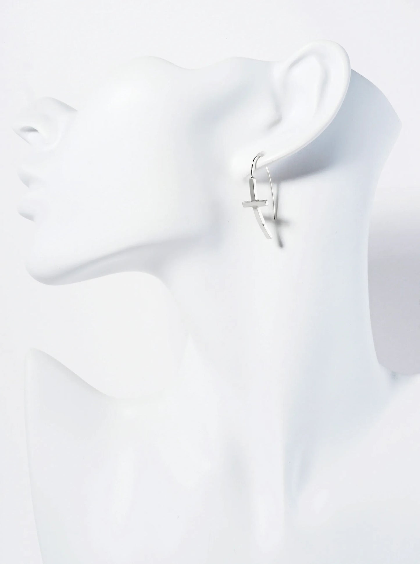 Polished 14K-Gold-Dipped Cross Drop Wire Hook Earrings