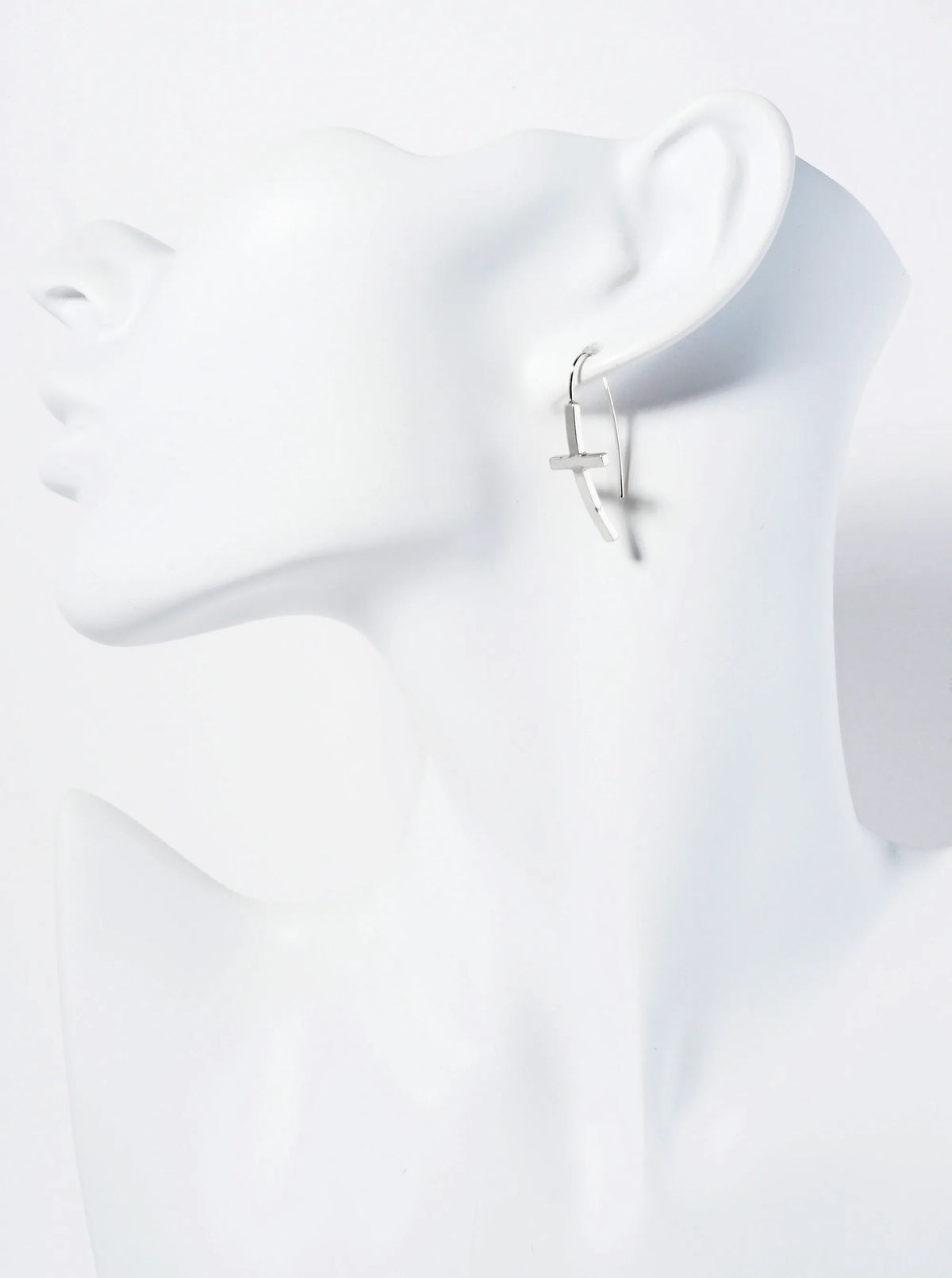 Polished 14K-Gold-Dipped Cross Drop Wire Hook Earrings