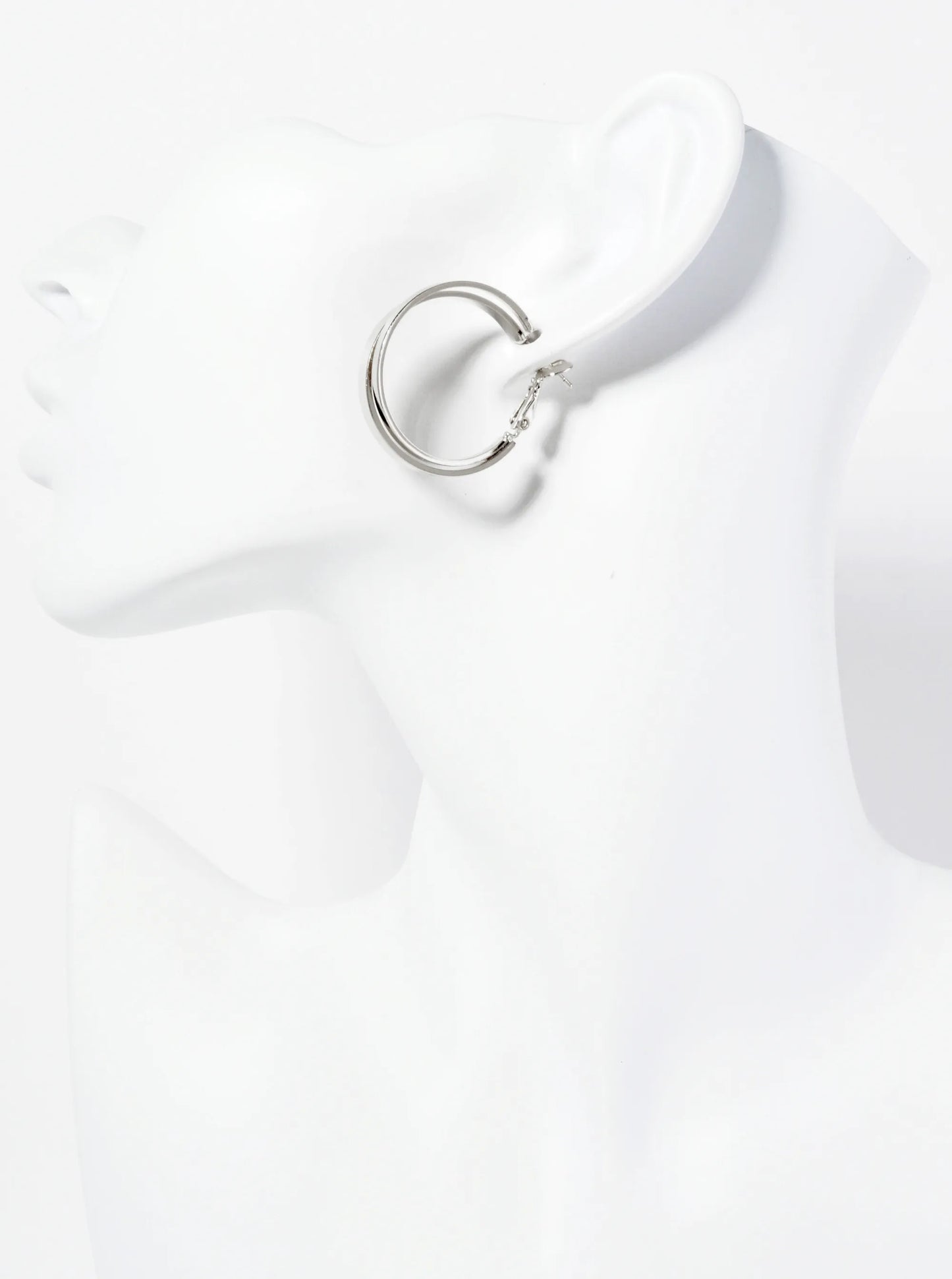 Polished 30mm Overlapping 14K-Gold-Dipped Edge Latch-Back Hoop Earrings