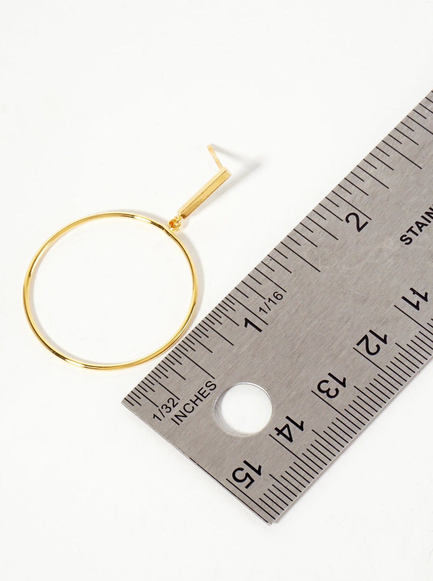 Polished Brass 1-inch Delicate Circle Drop 18K-Gold-Dipped Earrings