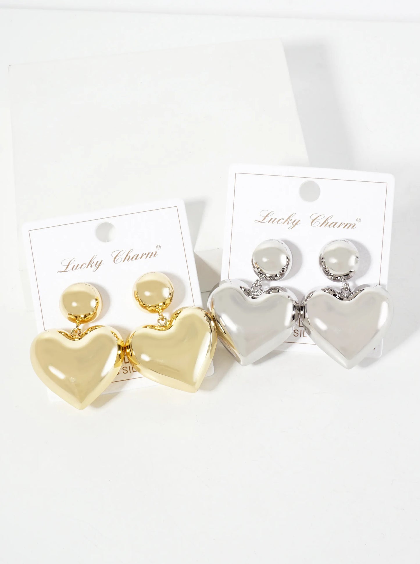 Polished Brass 1-inch Puffy Heart Drop 18K-Gold-Dipped Dangle Earrings