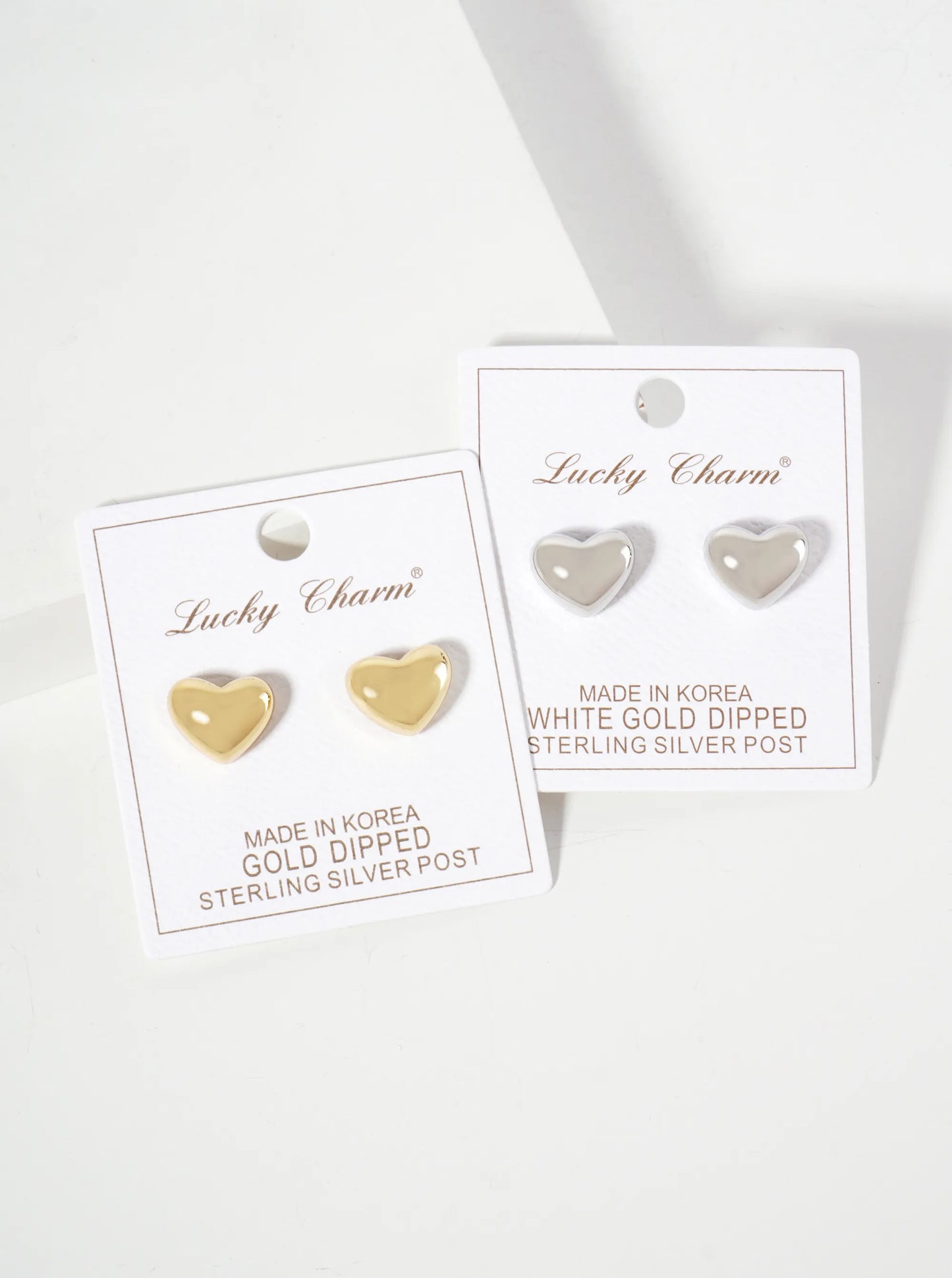 Polished Brass 11mm Heart-Shaped 18K-Gold-Dipped Stud Earrings