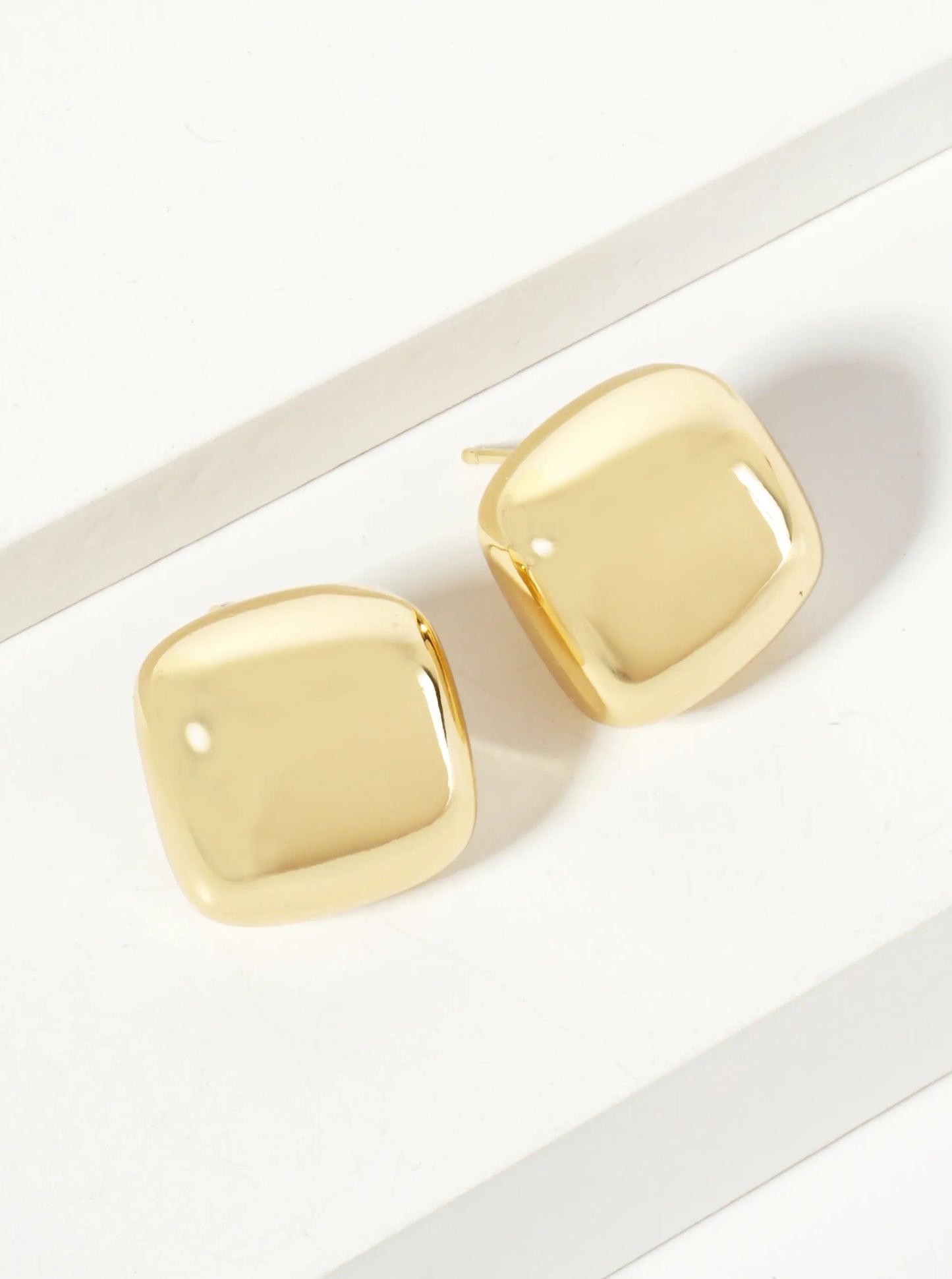 Polished Brass 16mm Square-Shaped 18K-Gold-Dipped Stud Earrings
