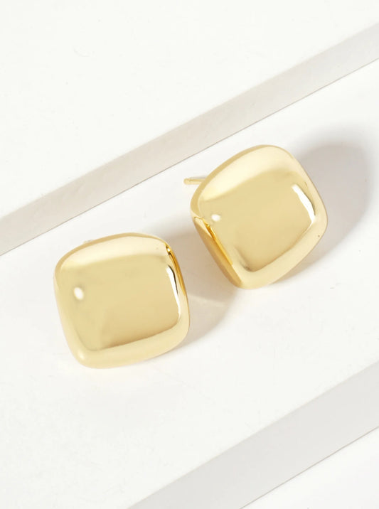 Polished Brass 16mm Square-Shaped 18K-Gold-Dipped Stud Earrings