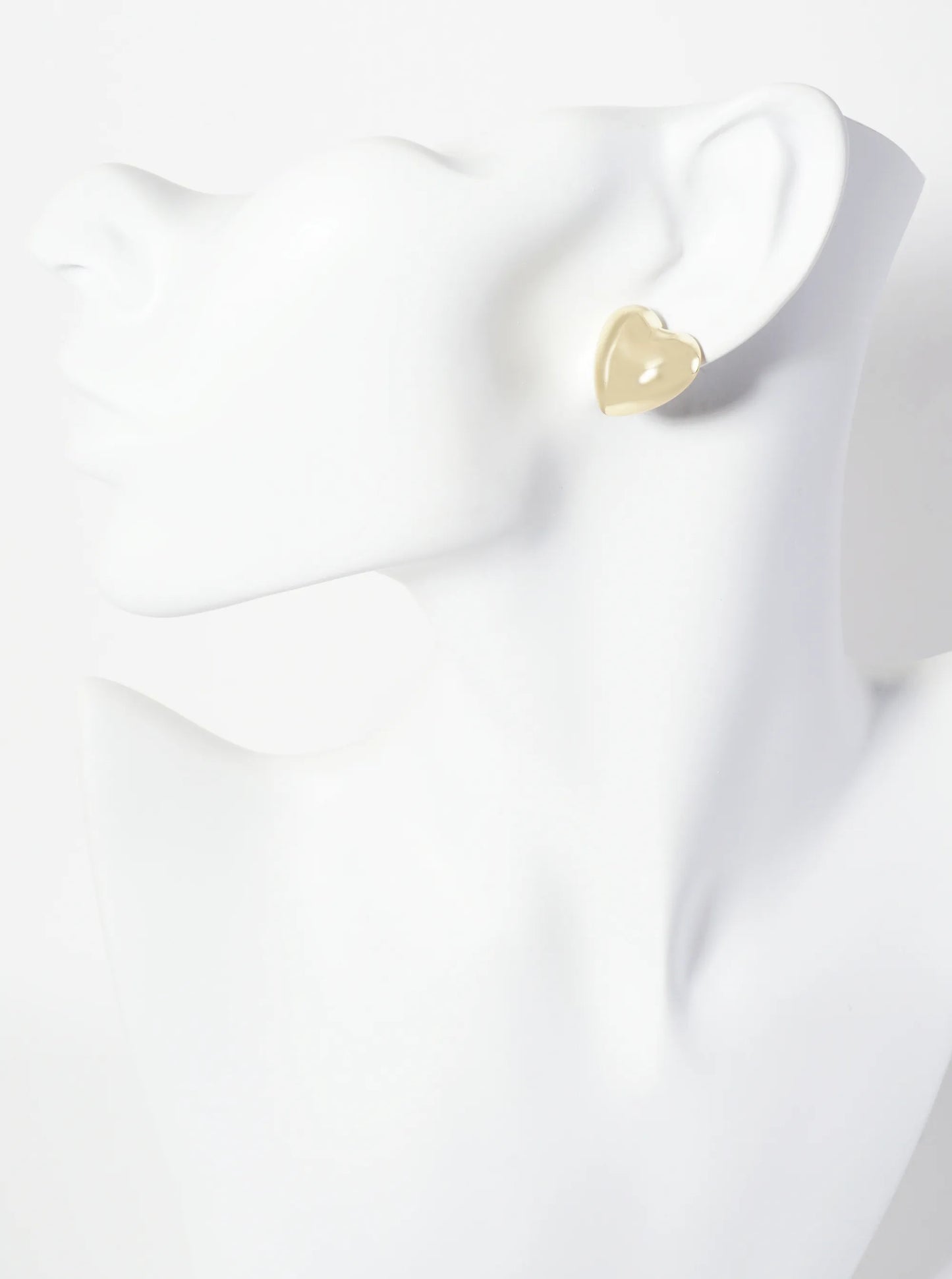 Polished Brass 17mm Heart-Shaped 18K-Gold-Dipped Stud Earrings