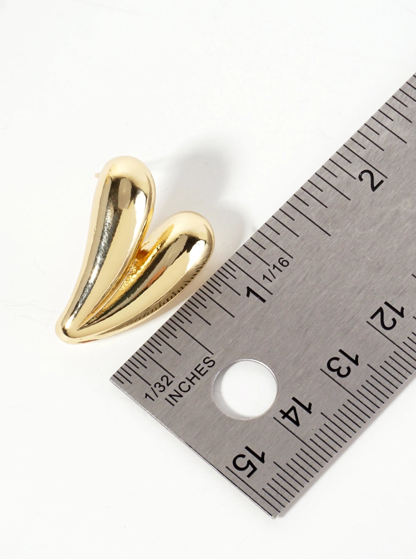 Polished Brass 18K-Gold-Dipped 1-inch Heart Post Earrings