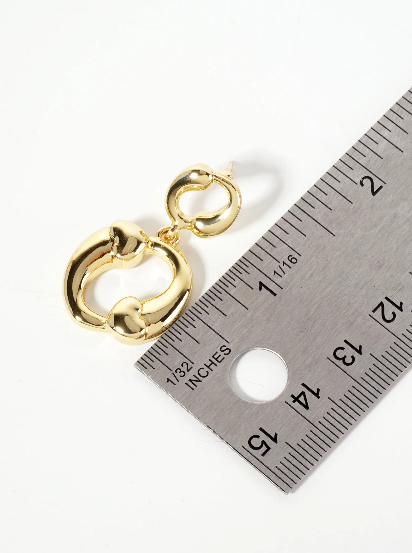Polished Brass 18K-Gold-Dipped Heart Accent Circle Drop Earrings