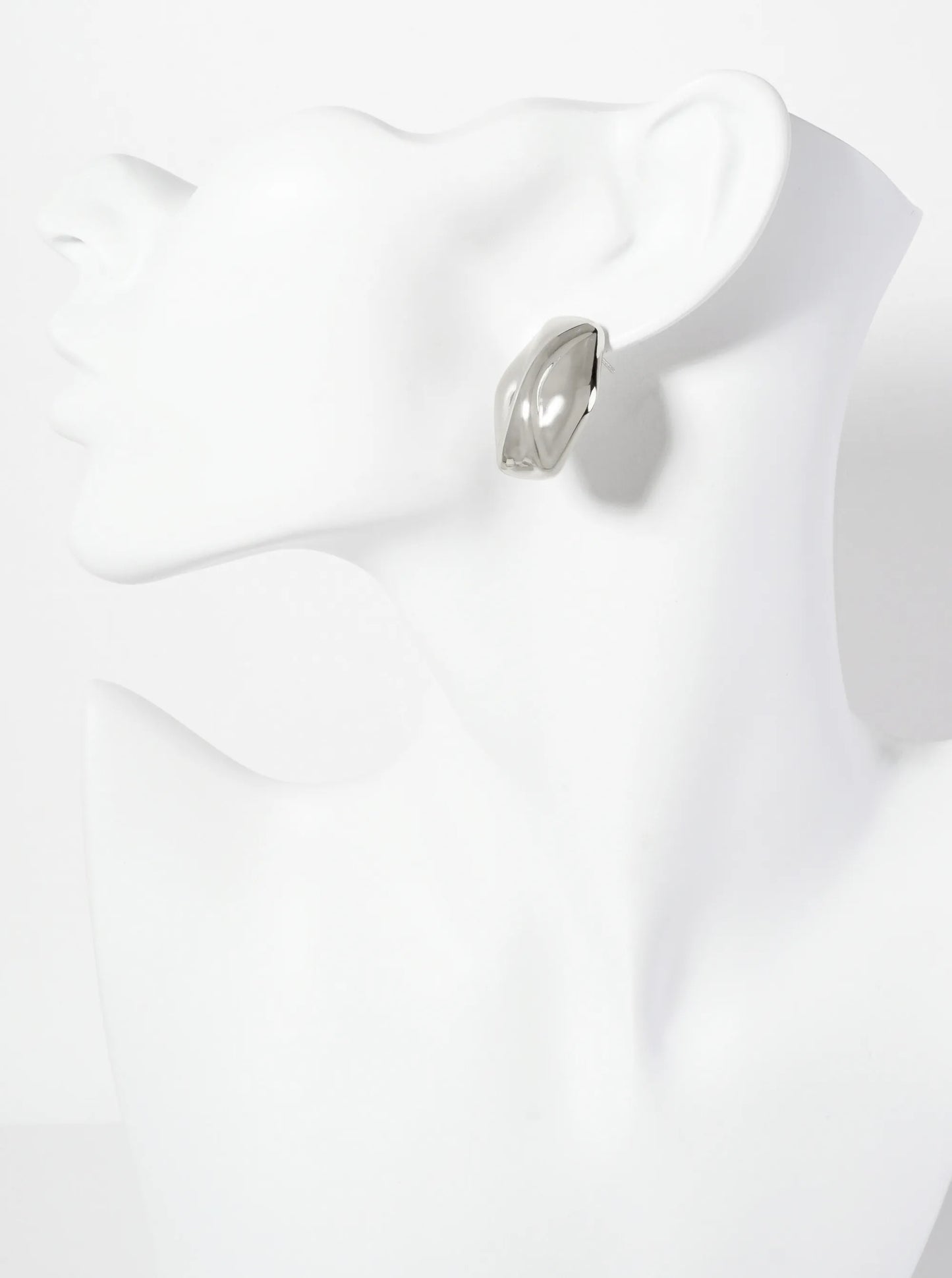 Polished Brass 18K-Gold-Dipped Soft-Curve Lined Hexagon Stud Earrings
