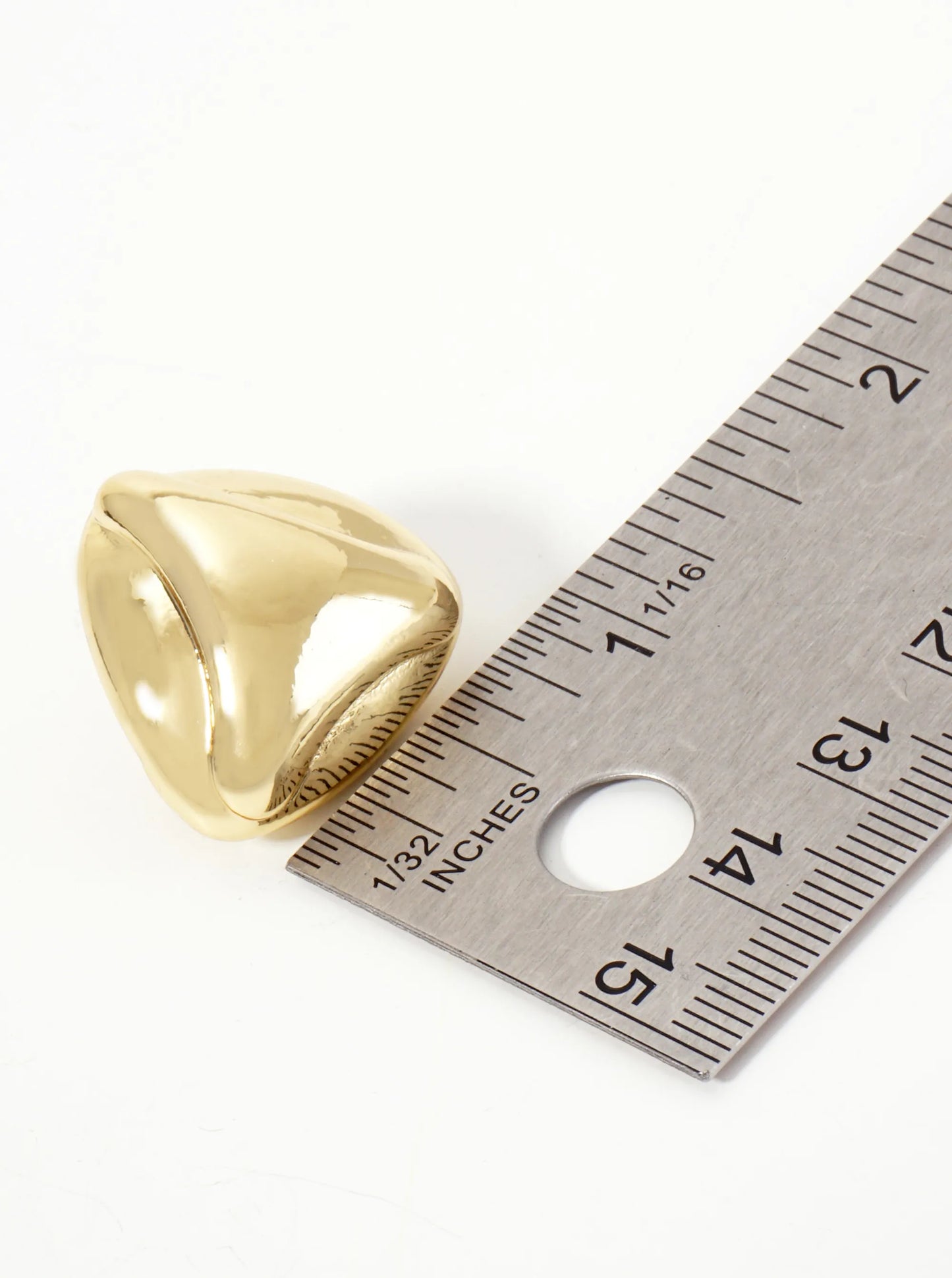 Polished Brass 18K-Gold-Dipped Soft-Curve Lined Puffy Triangle Stud Earrings