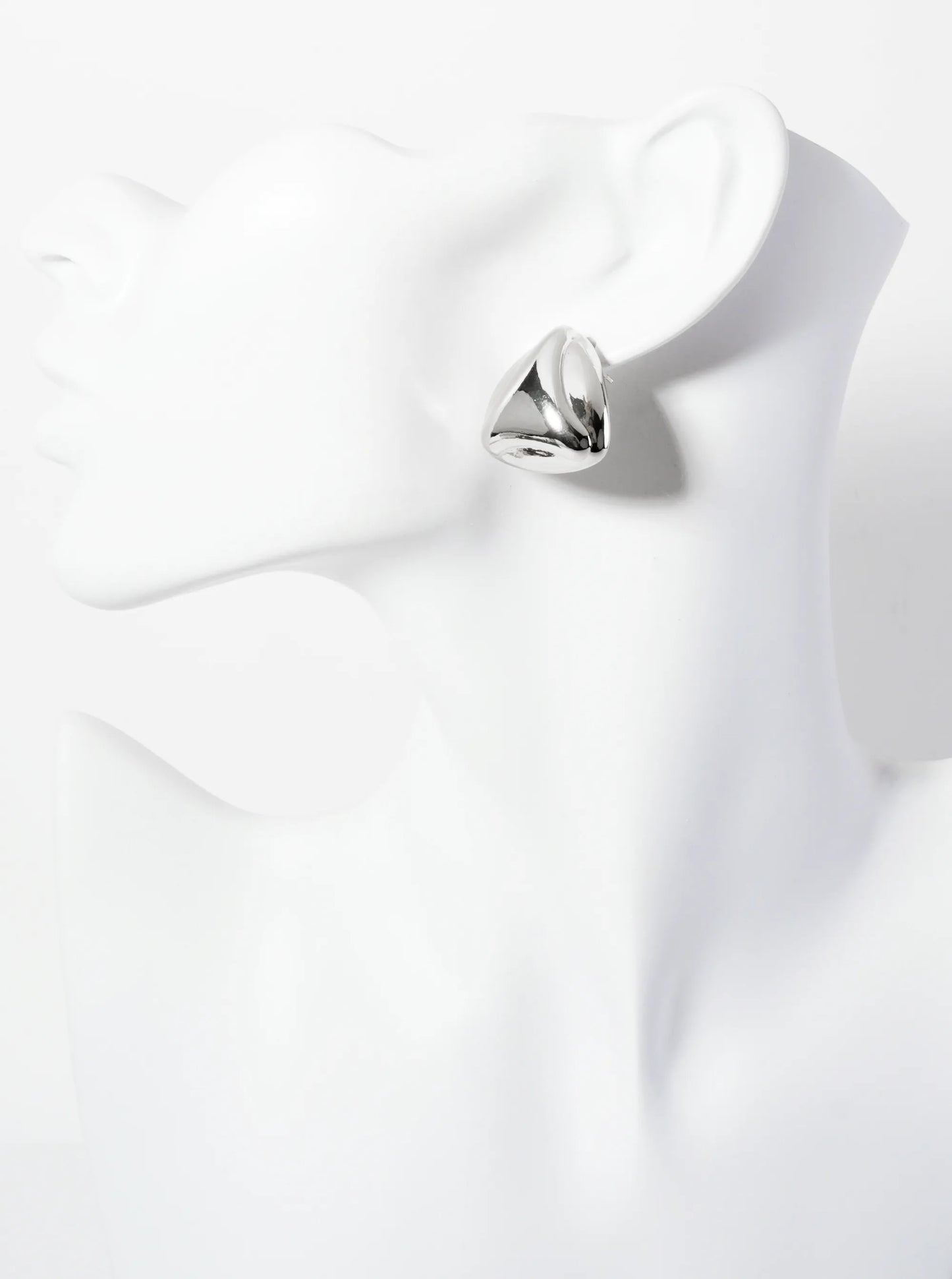 Polished Brass 18K-Gold-Dipped Soft-Curve Lined Puffy Triangle Stud Earrings