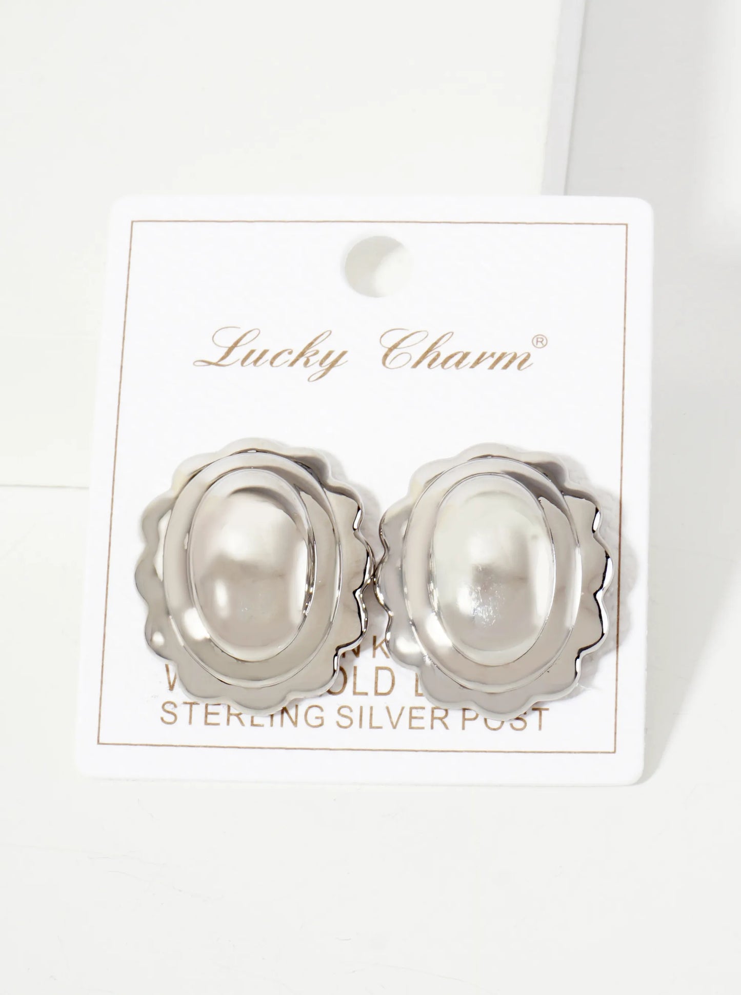 Polished Brass 18K-Gold-Dipped Soft-Curve Wavy Oval Stud Earrings
