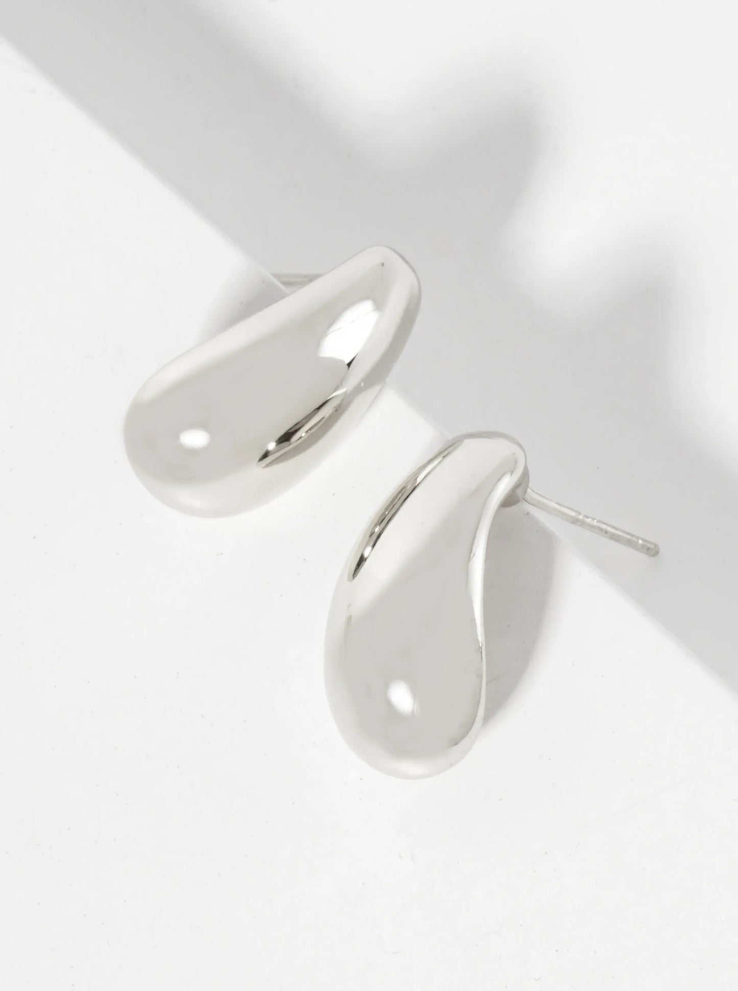 Polished Brass 18mm Teardrop-Shaped 18K-Gold-Dipped Stud Earrings