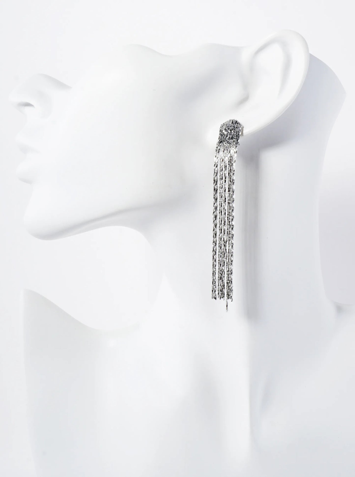 Polished Brass 3-Inch Chain Tassel Fringe Drop Earrings