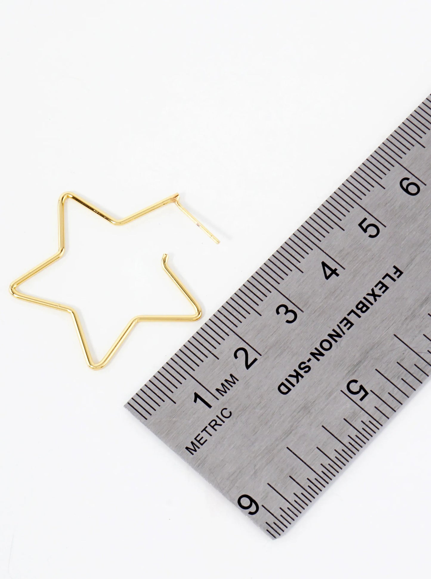 Polished Brass Delicate Star-Shaped 18K-Gold-Dipped 30mm Hoop Earrings