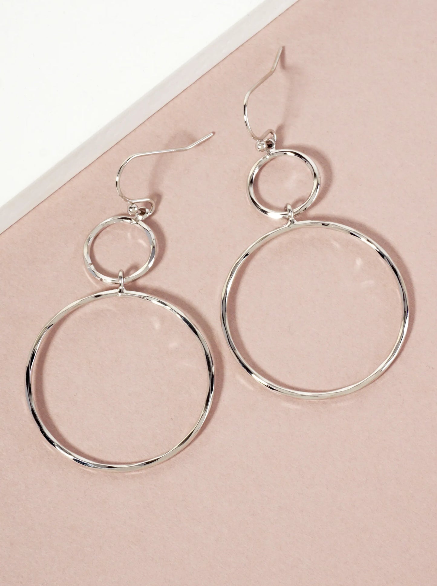 Polished Brass Double Circle Drop Lightweight Dangle Earrings