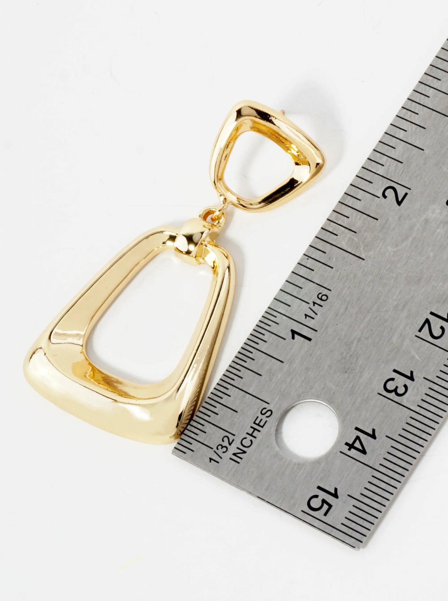 Polished Brass Double Trapezoid 14K-Gold-Dipped Geometric Dangle Earrings