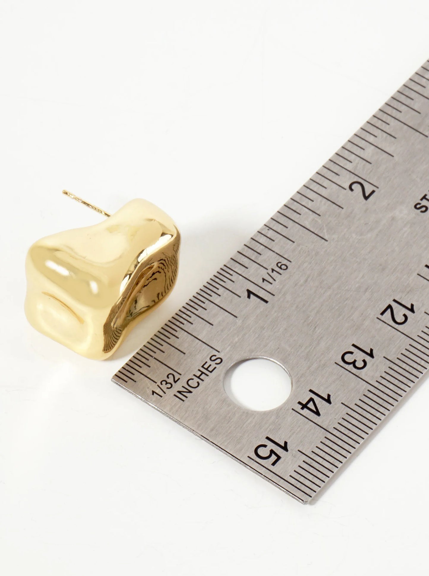 Polished Brass Hand-Molded Organic Square-Shaped 18K-Gold-Dipped Stud Earrings