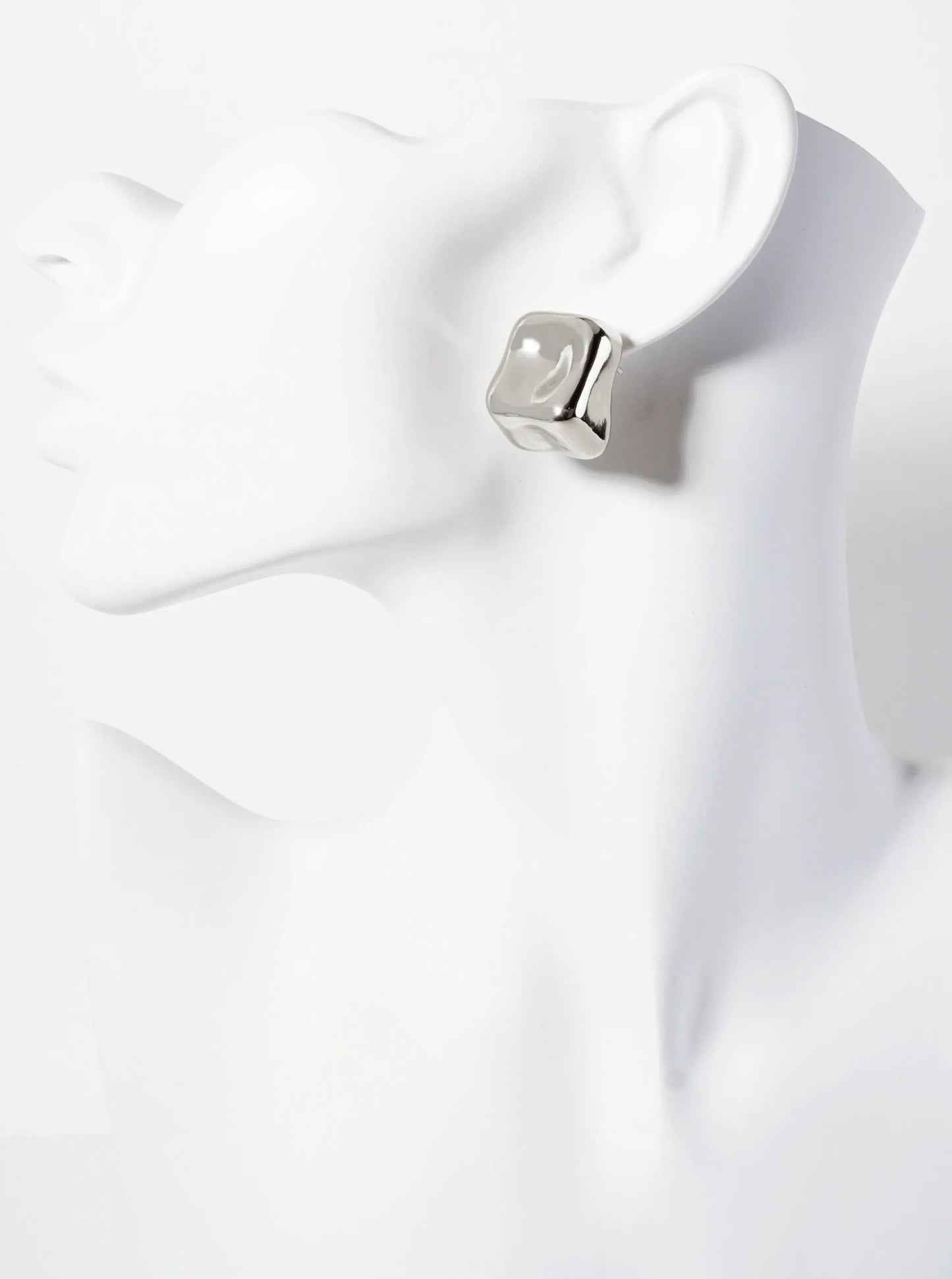 Polished Brass Hand-Molded Organic Square-Shaped 18K-Gold-Dipped Stud Earrings