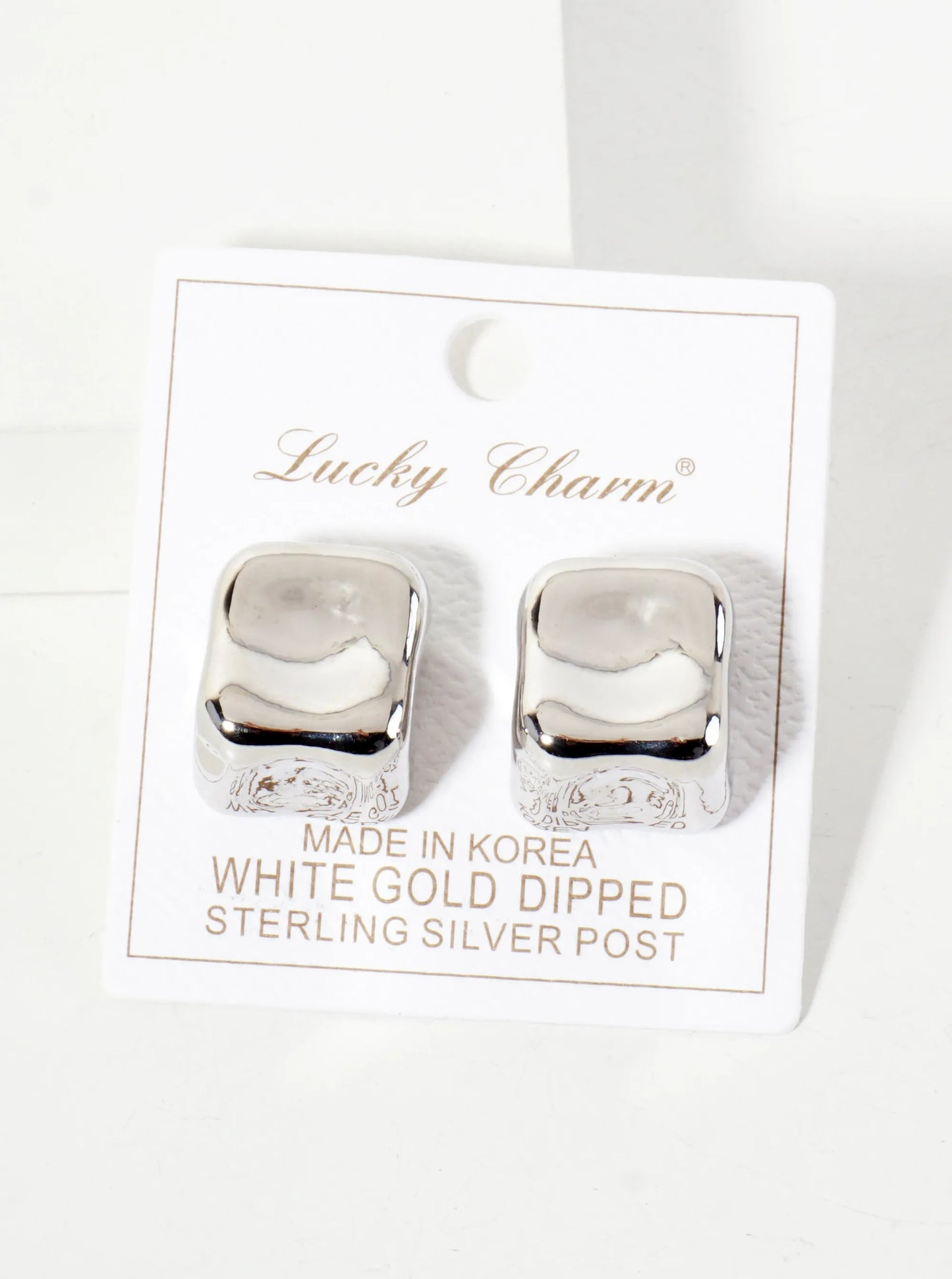 Polished Brass Hand-Molded Organic Square-Shaped 18K-Gold-Dipped Stud Earrings