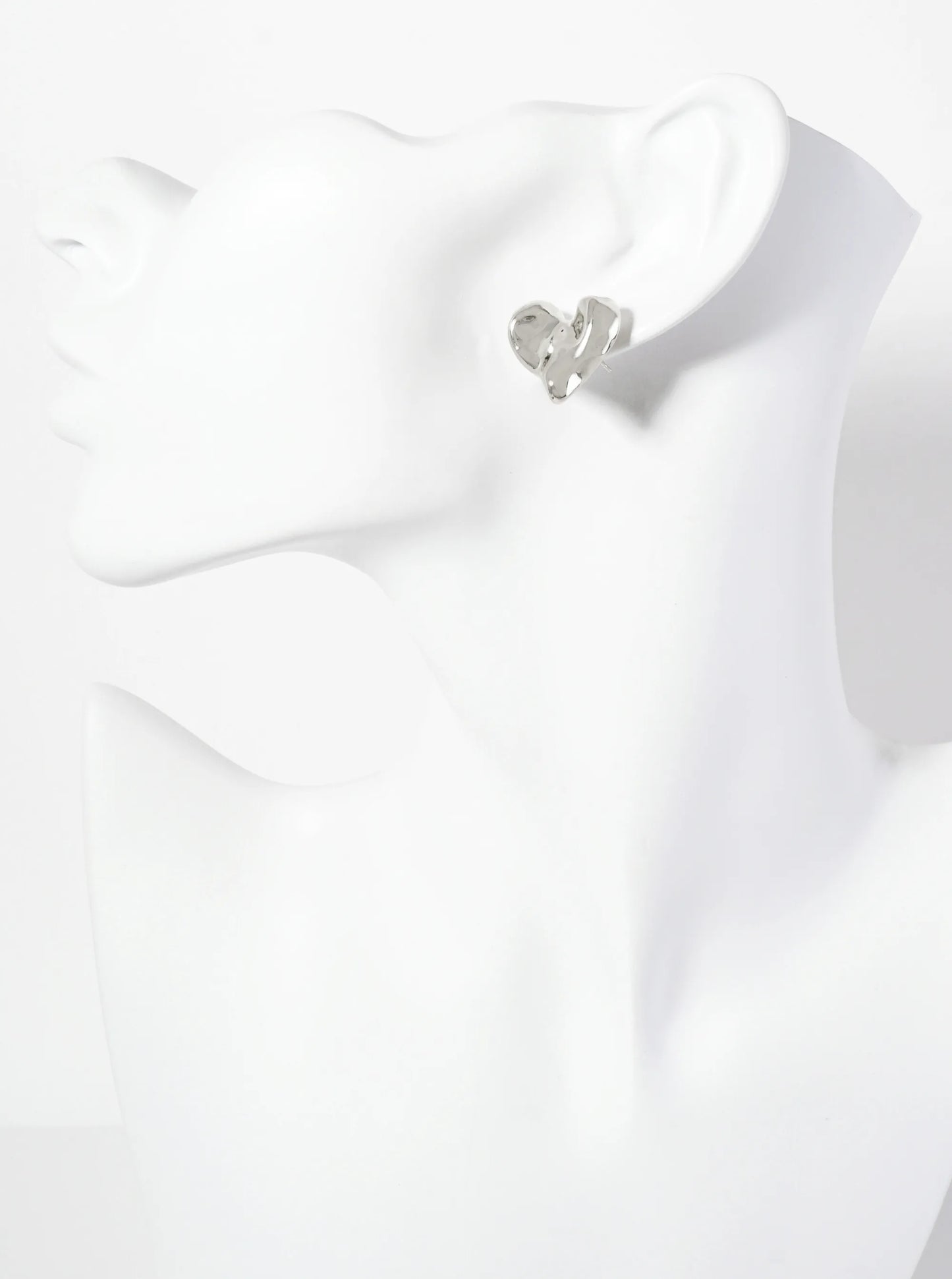 Polished Brass Hand-Pressed 18K-Gold-Dipped Button Heart Stud Earrings