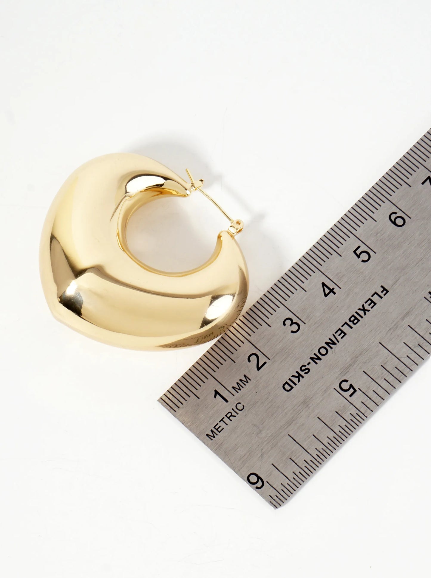 Polished Brass Hollow Tapered Heart Tube 18K-Gold-Dipped Latch-Back Hoop Earrings